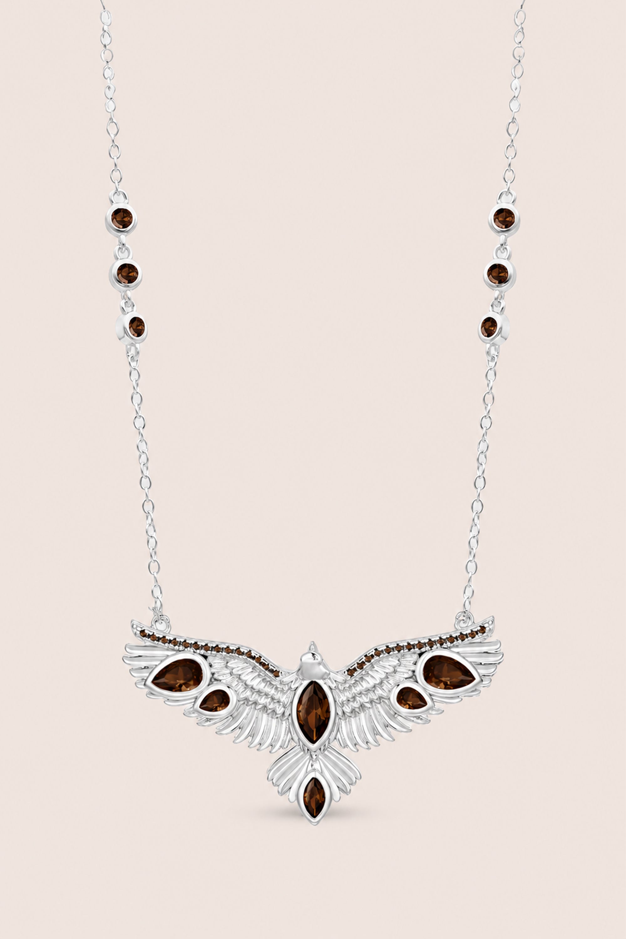 Soar Crystal Necklace Brown - Silver