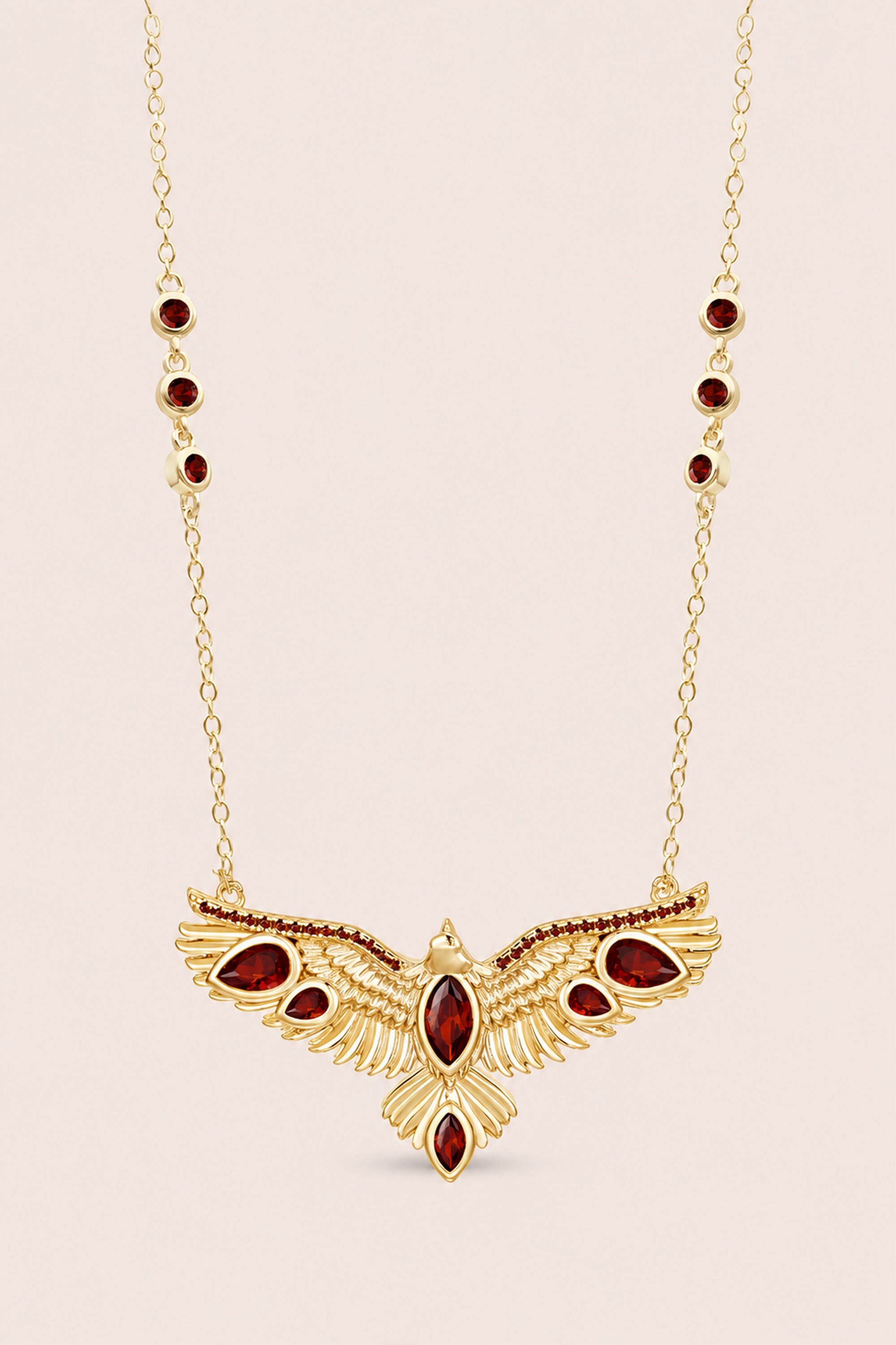 Soar Crystal Necklace Red - Gold
