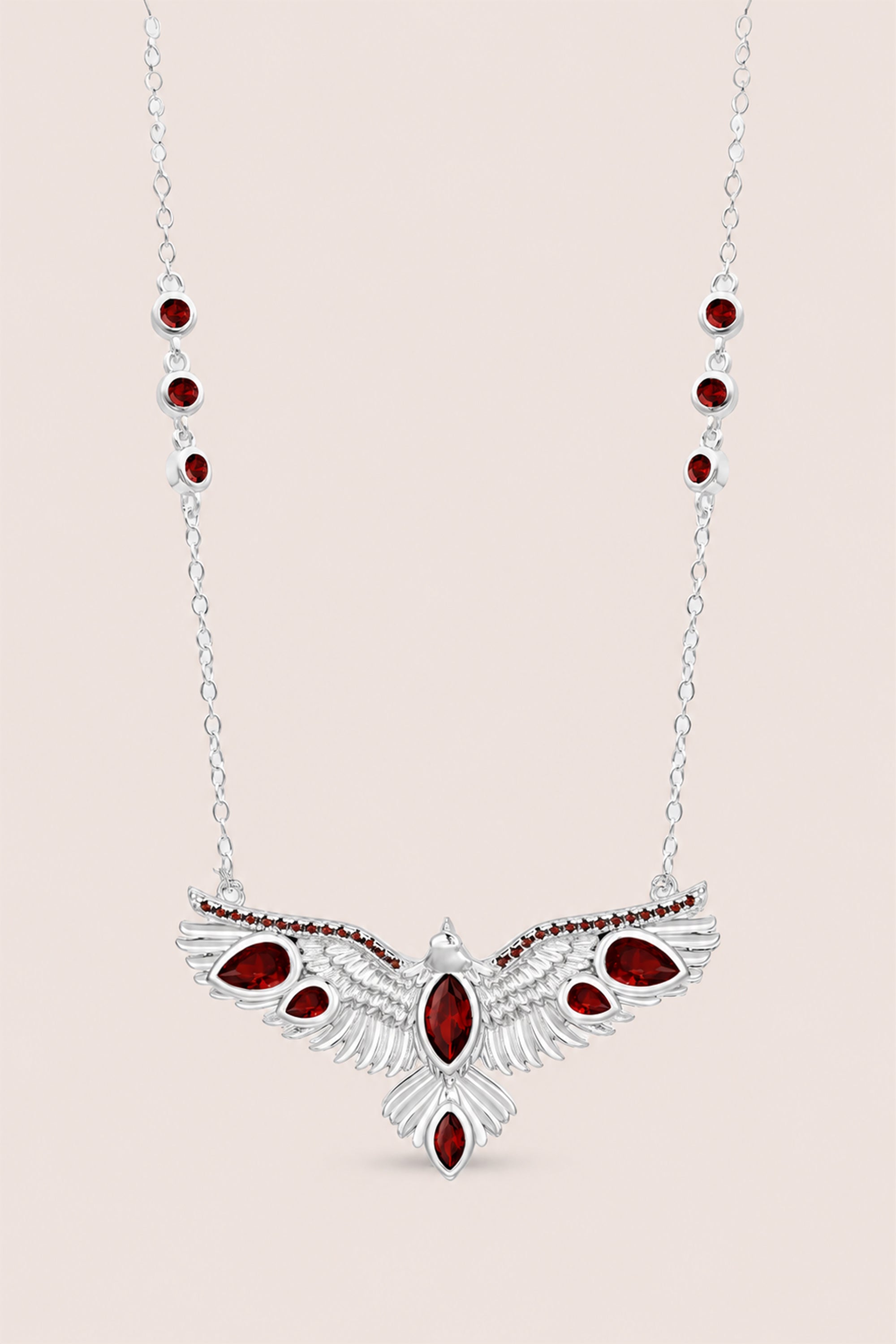 Soar Crystal Necklace Red - Silver
