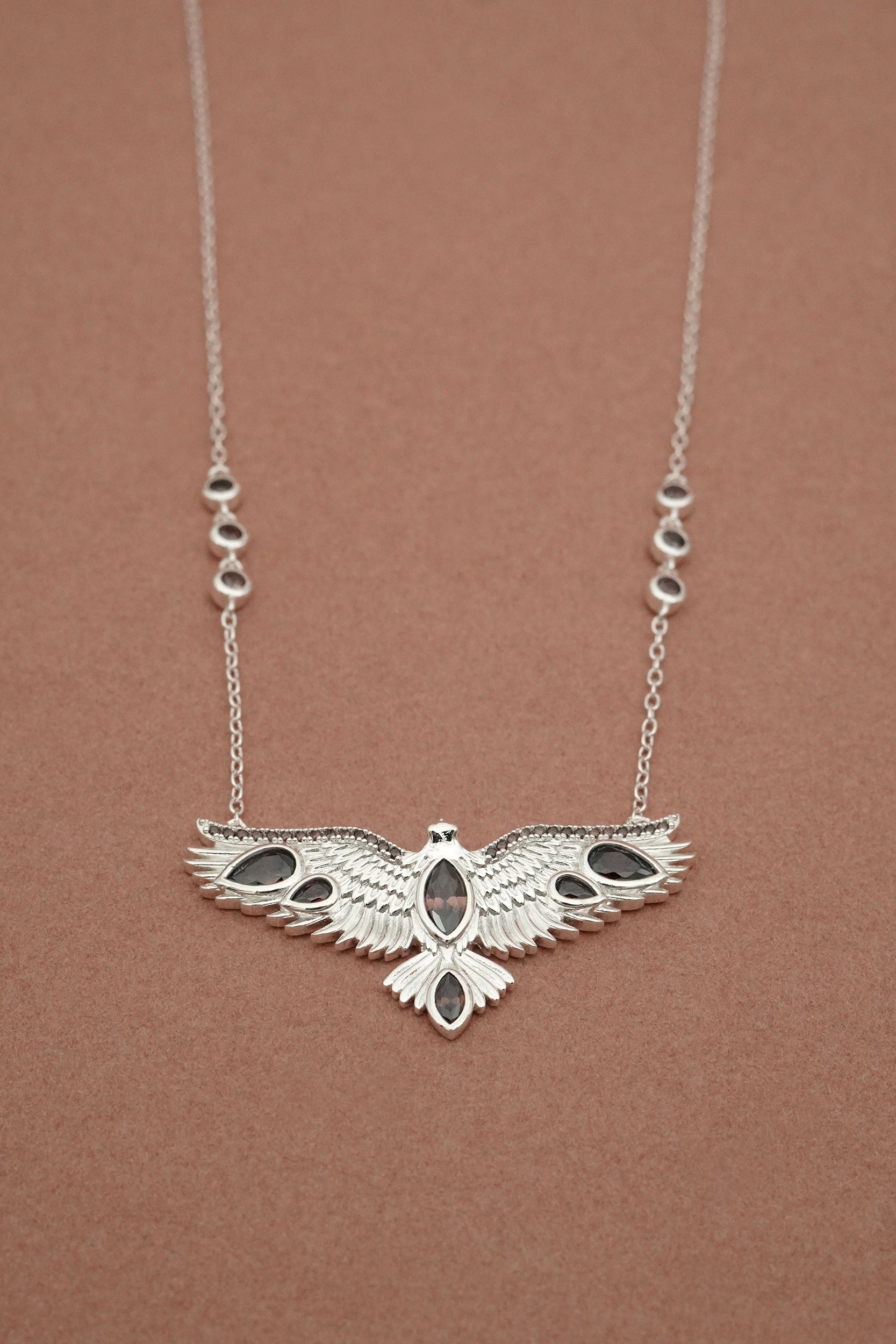 Soar Crystal Necklace Brown - Silver