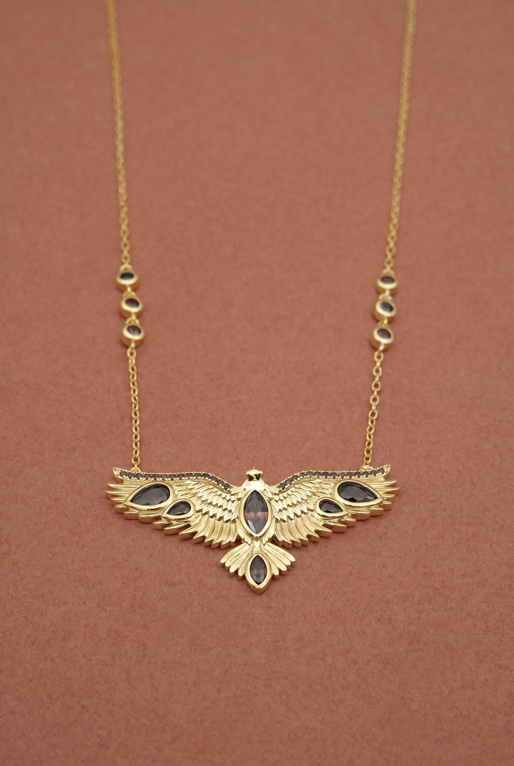 Soar Crystal Necklace Brown - Gold