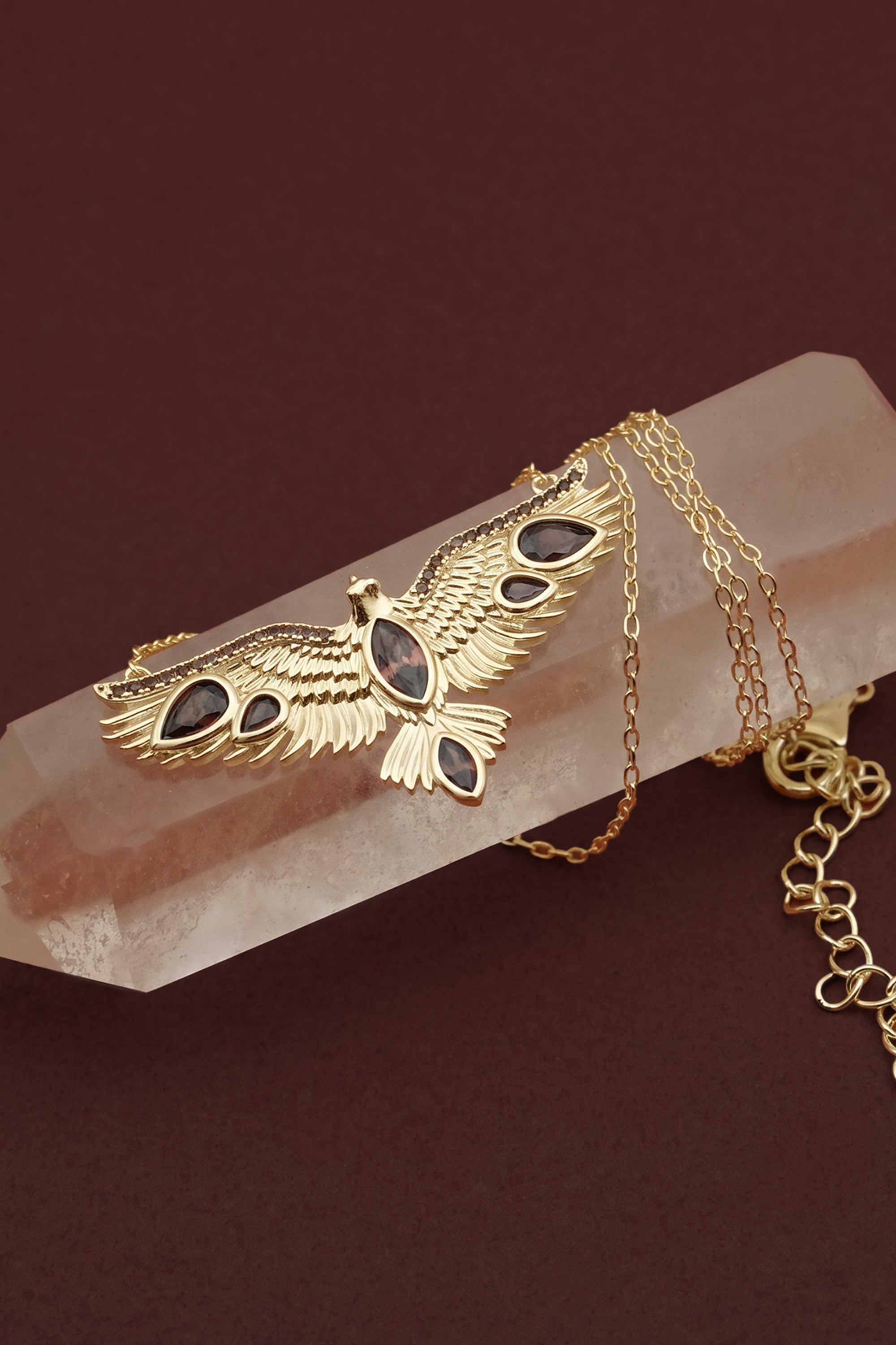 Soar Crystal Necklace Brown - Gold