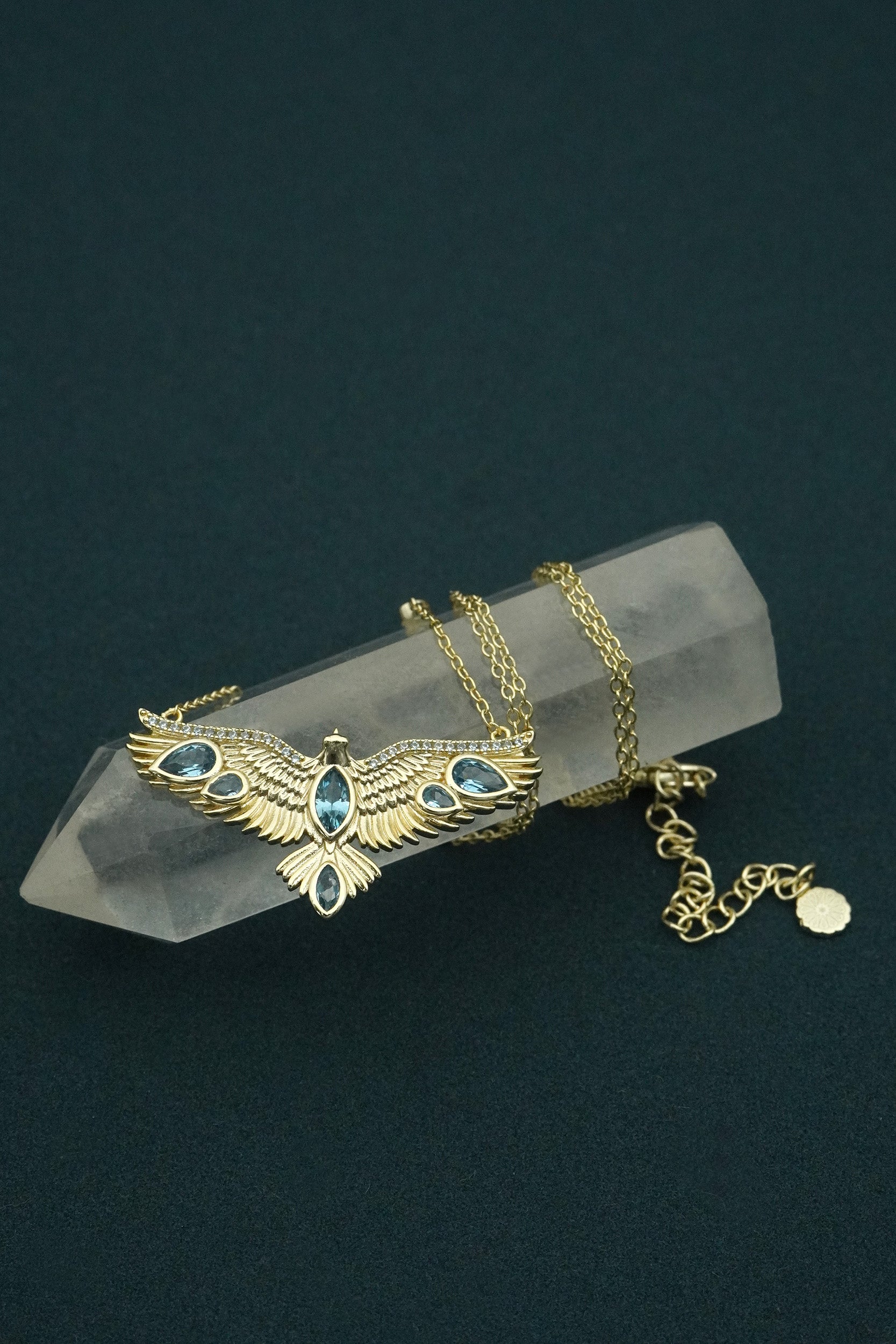 Soar Crystal Necklace London Blue - Gold