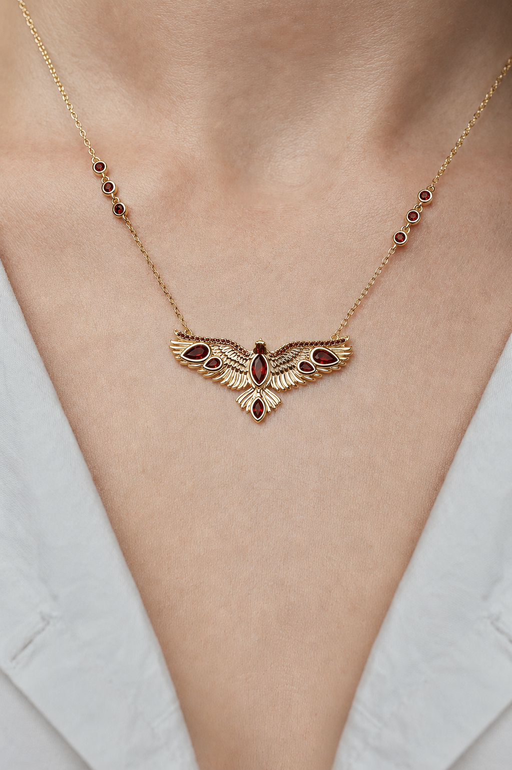Soar Crystal Necklace Red - Gold