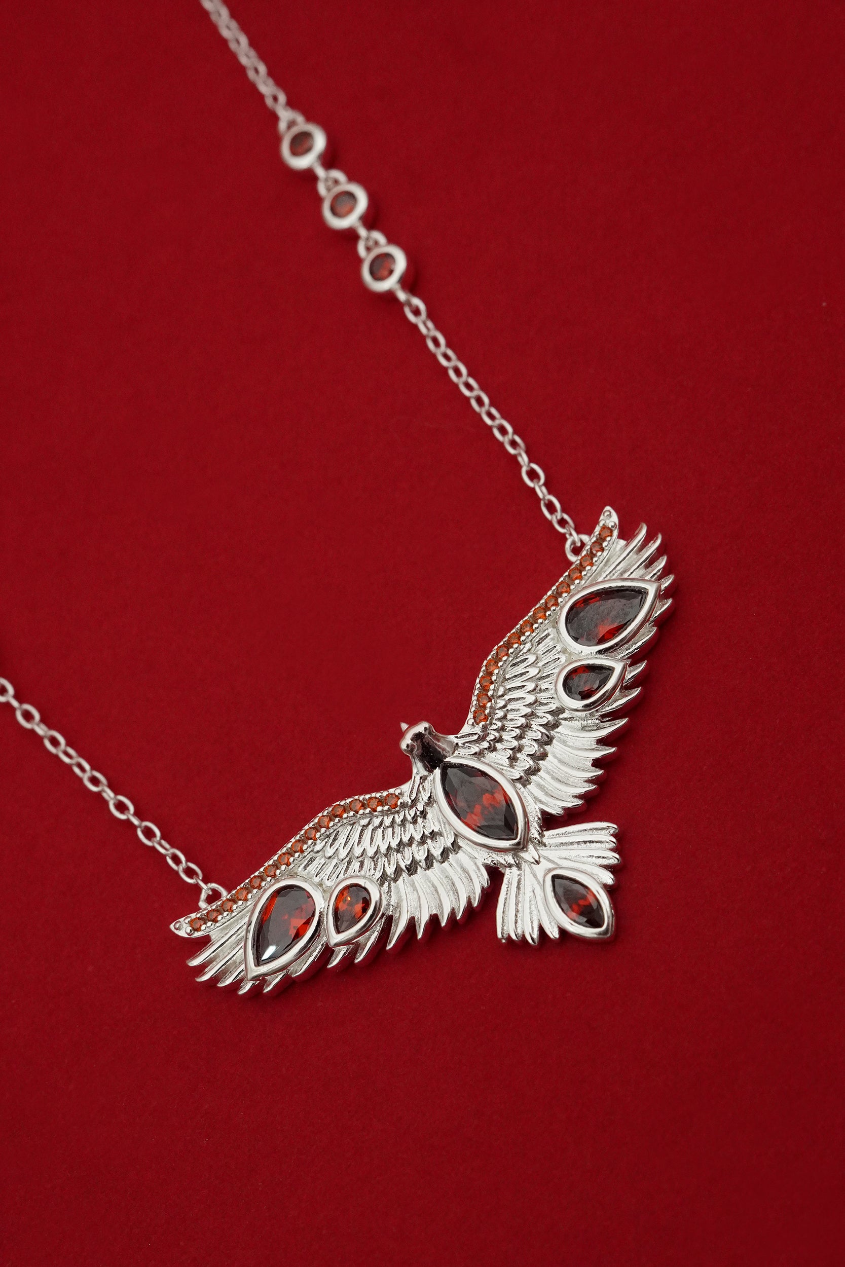 Soar Crystal Necklace Red - Silver