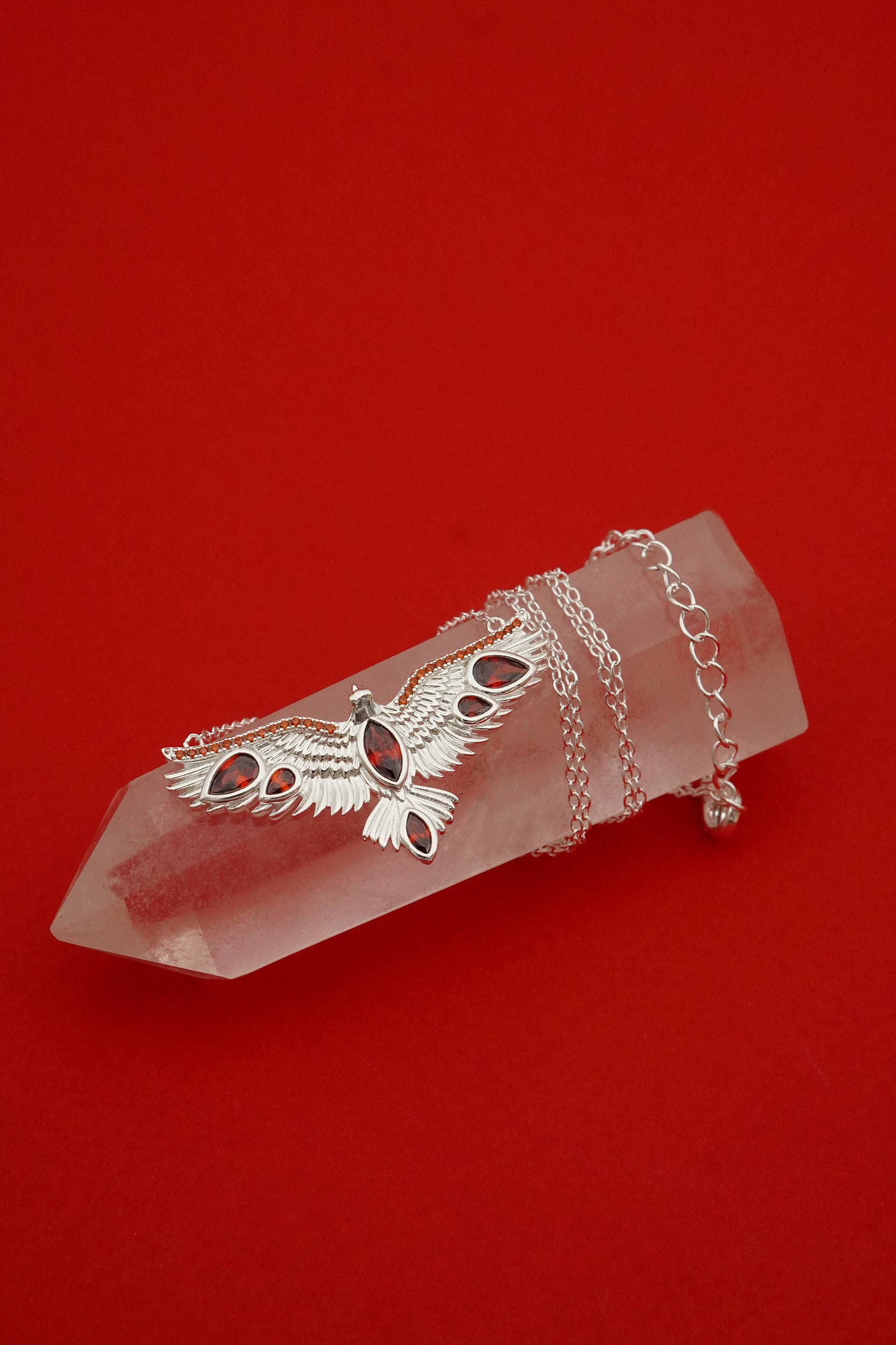 Soar Crystal Necklace Red - Silver