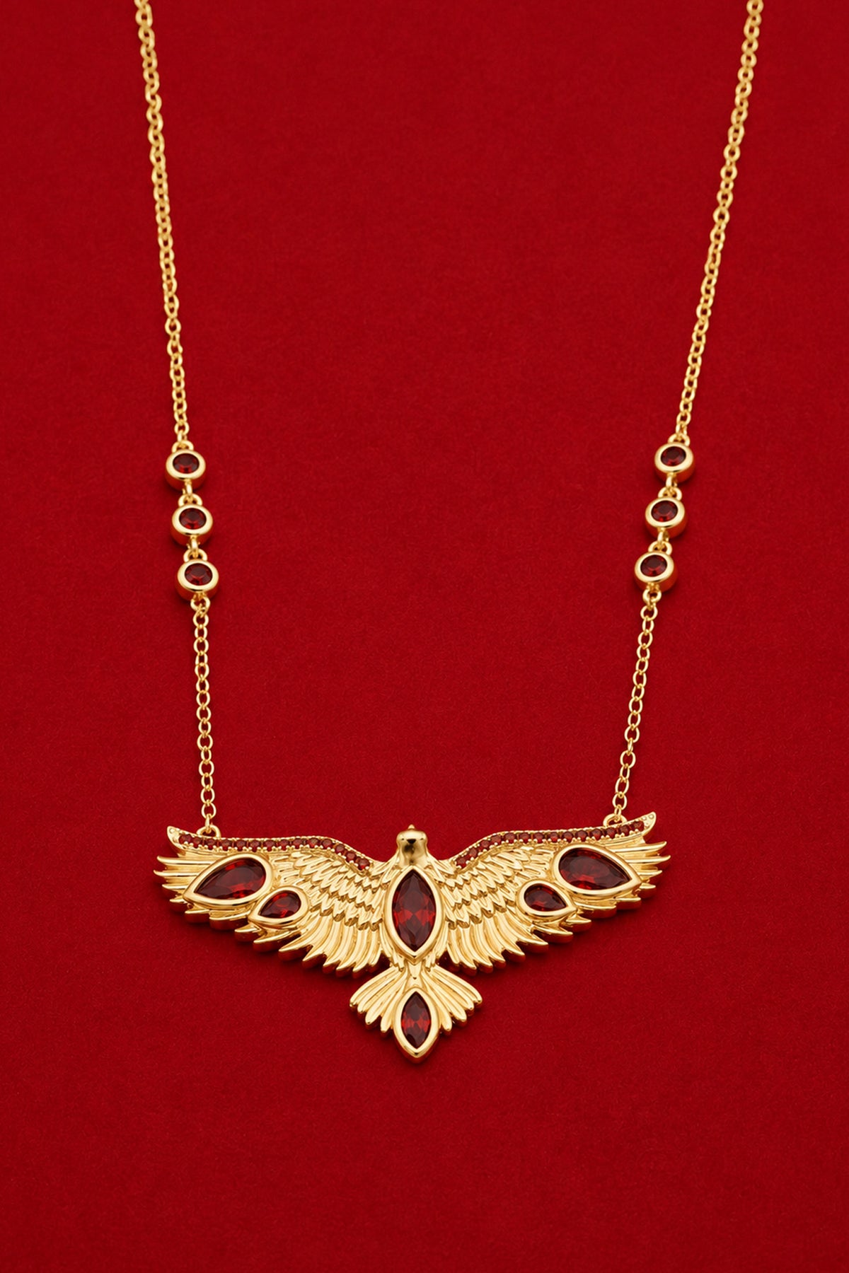 Soar Crystal Necklace Red - Gold