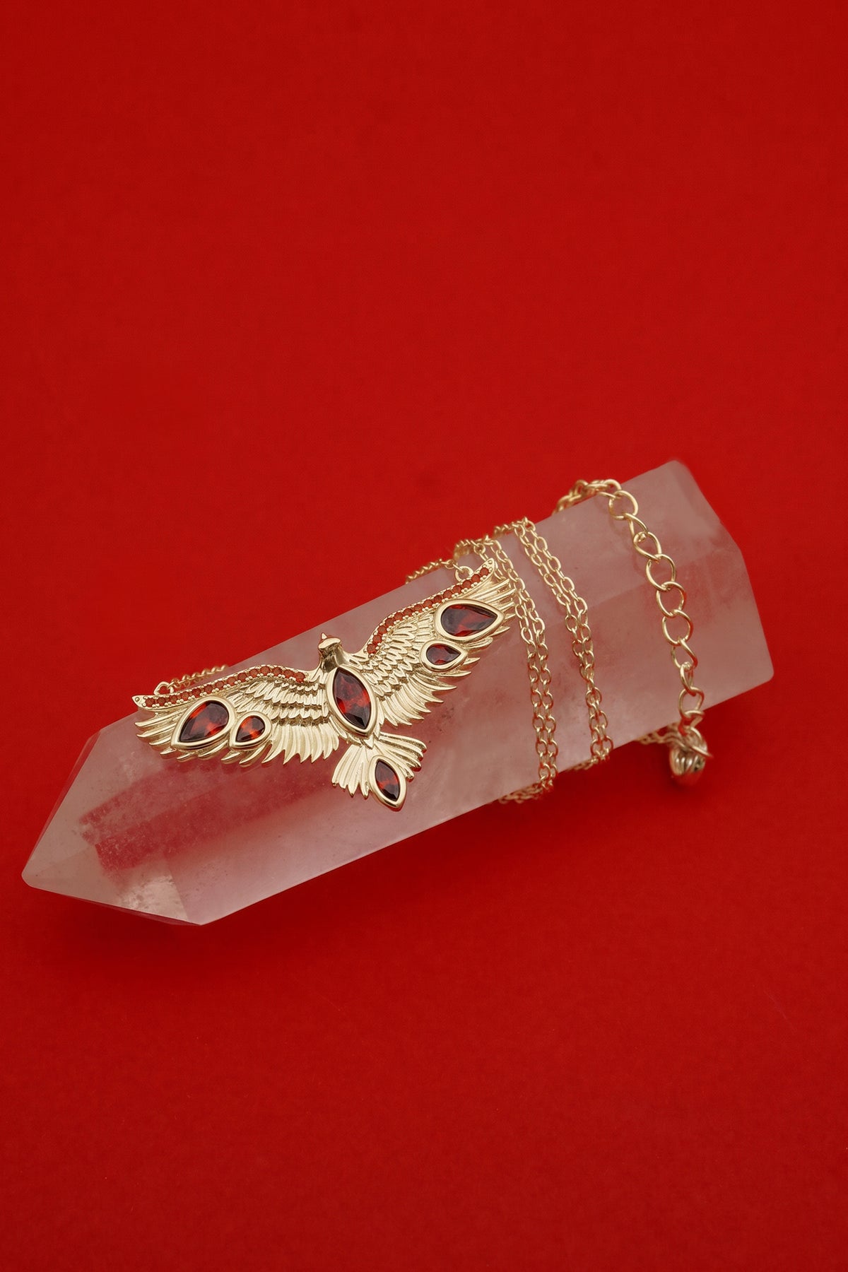 Soar Crystal Necklace Red - Gold