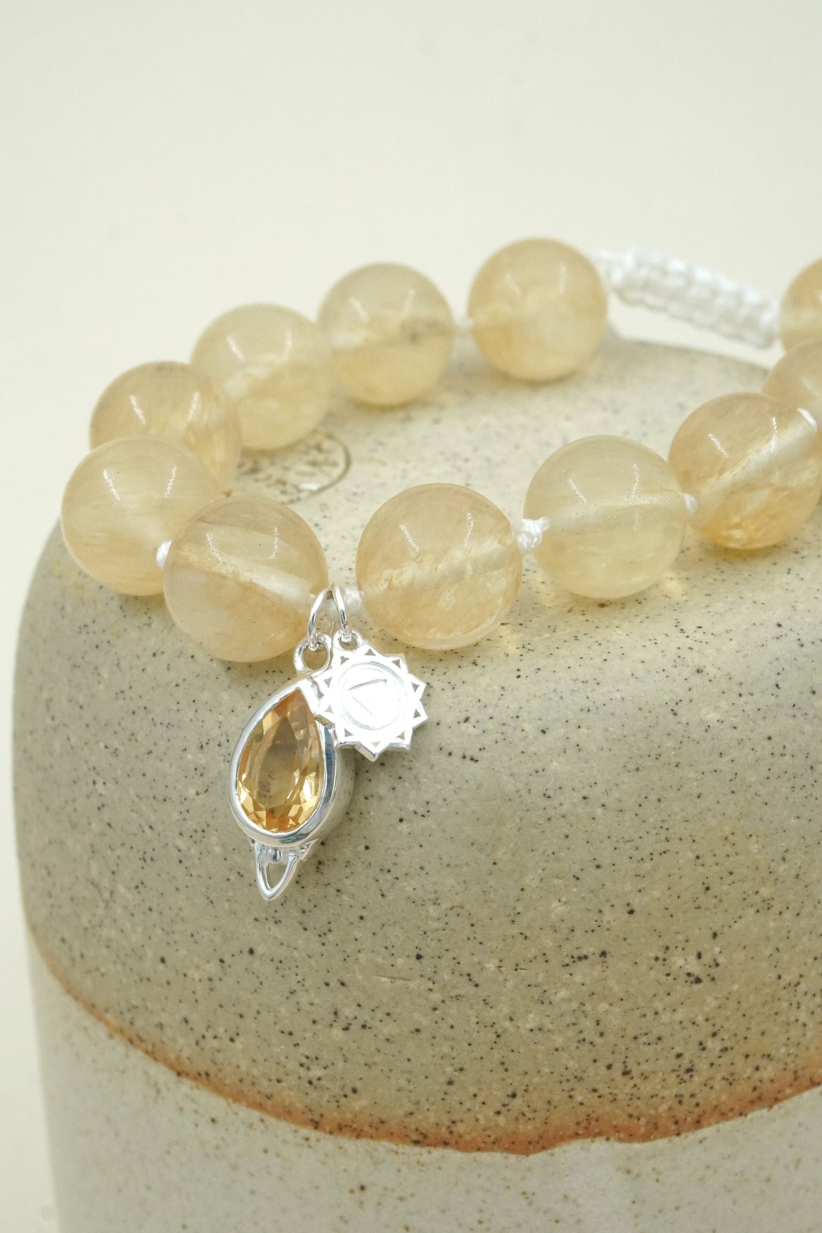 Solar Plexus Chakra Mala Bracelet - Silver