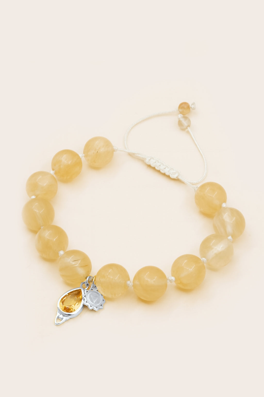 Solar Plexus Chakra Mala Bracelet - Silver