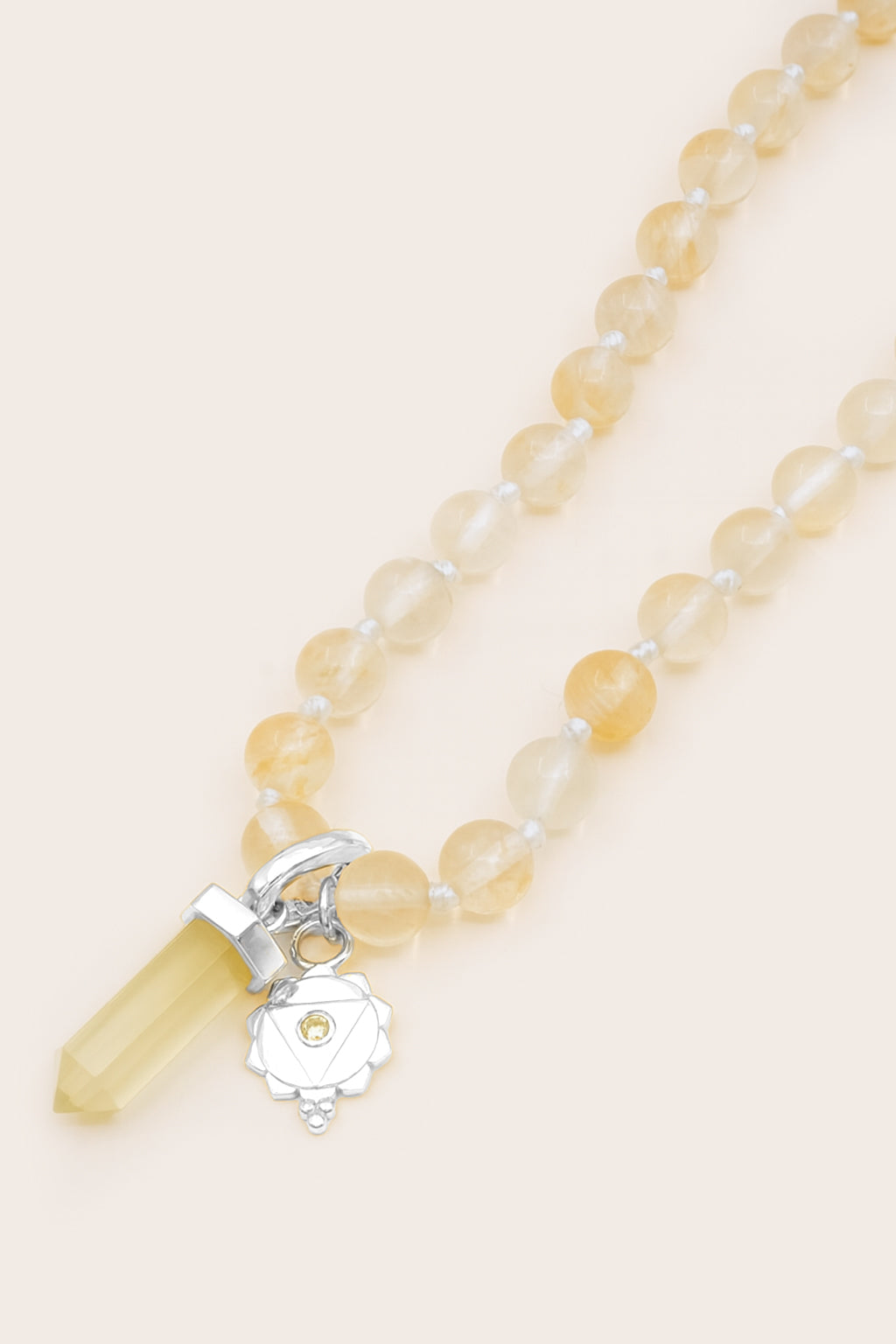 Solar Plexus Chakra Mala Necklace - Silver