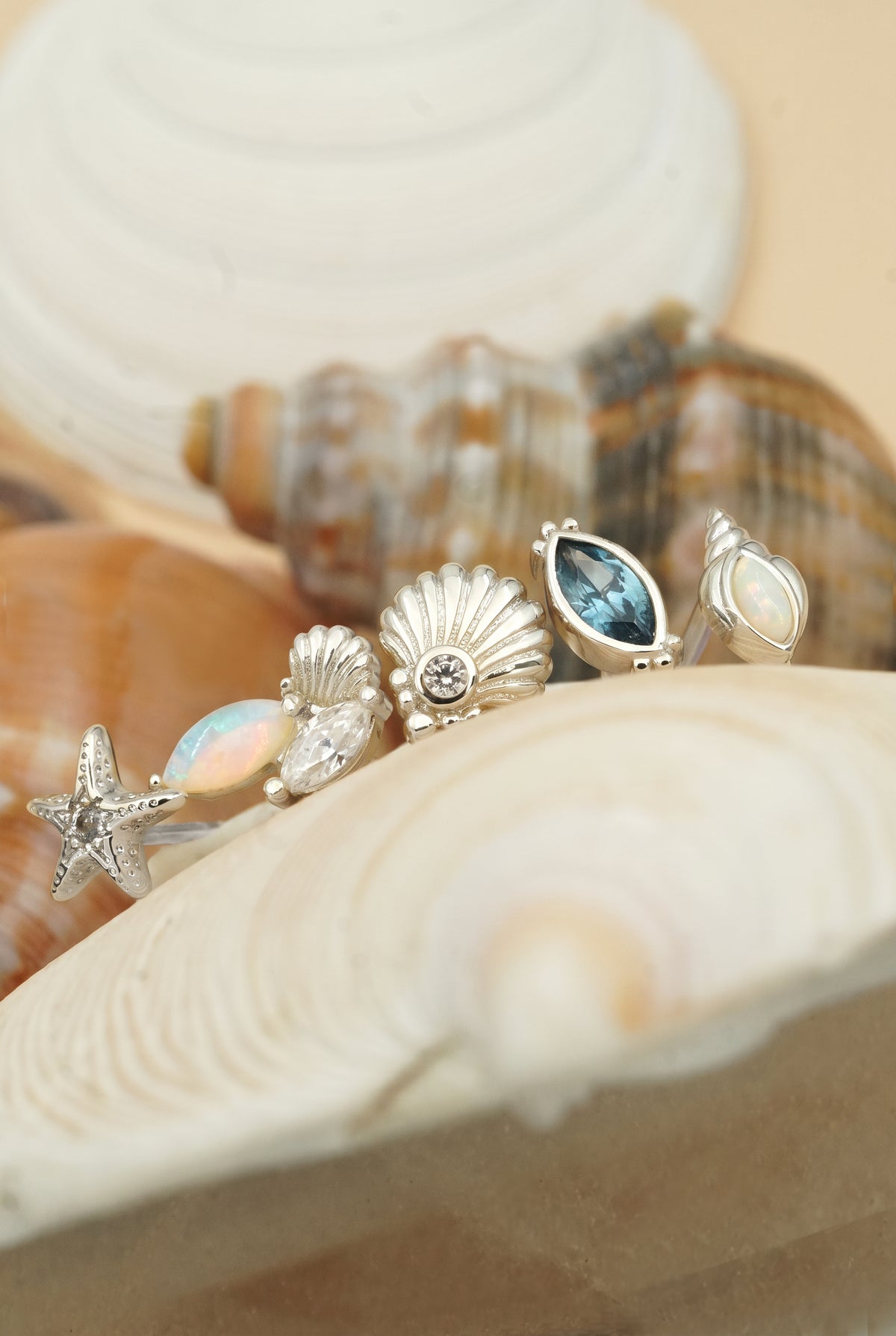 Silver Into The Blue Studs