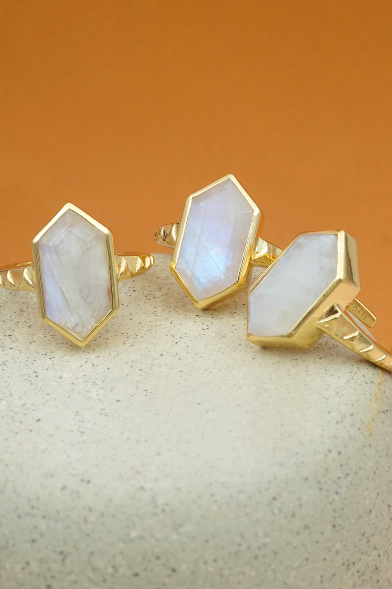 Moonstone North Star Ring - Gold