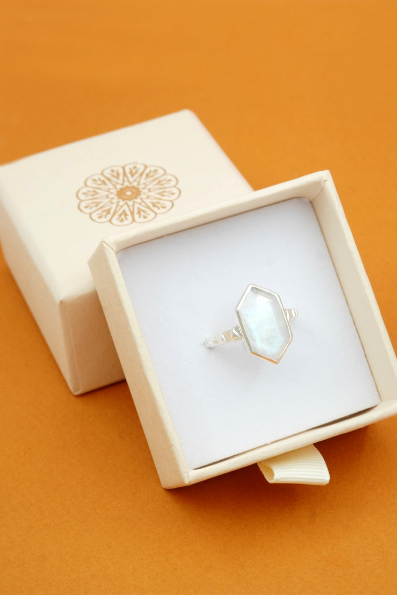 Moonstone North Star Ring - Silver