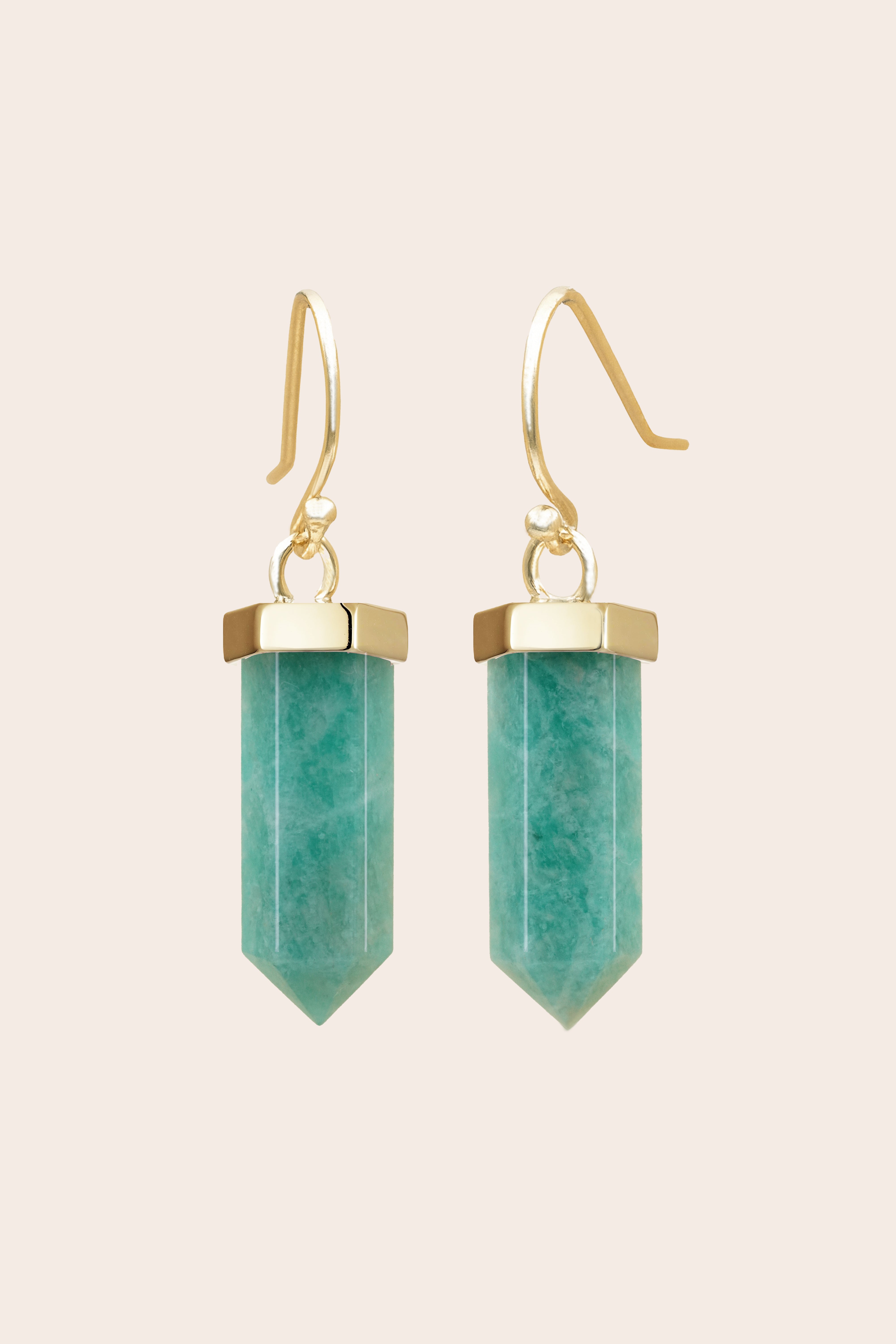 Amazonite True Voice Earrings - Gold
