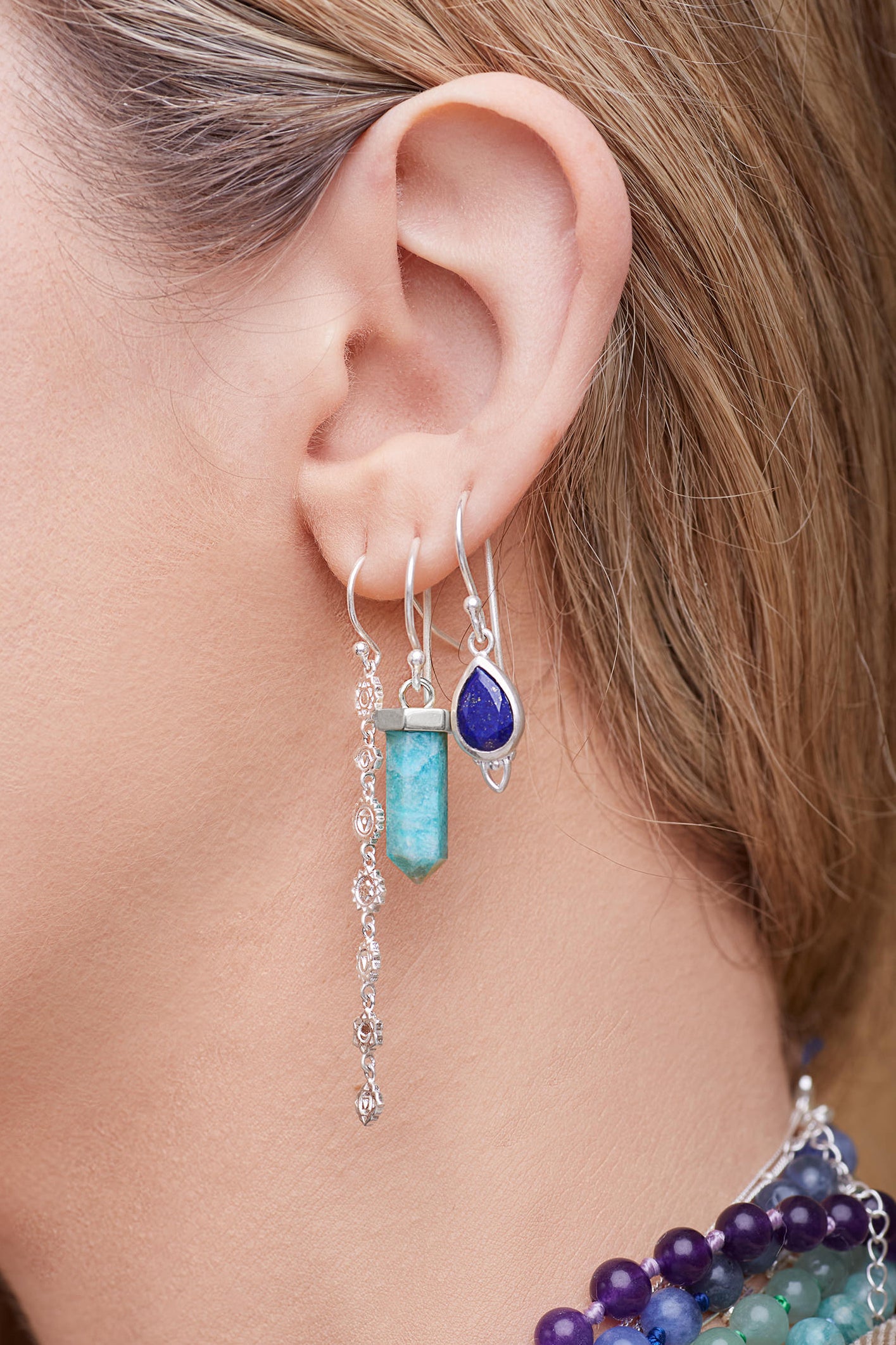 Amazonite True Voice Earrings - Silver