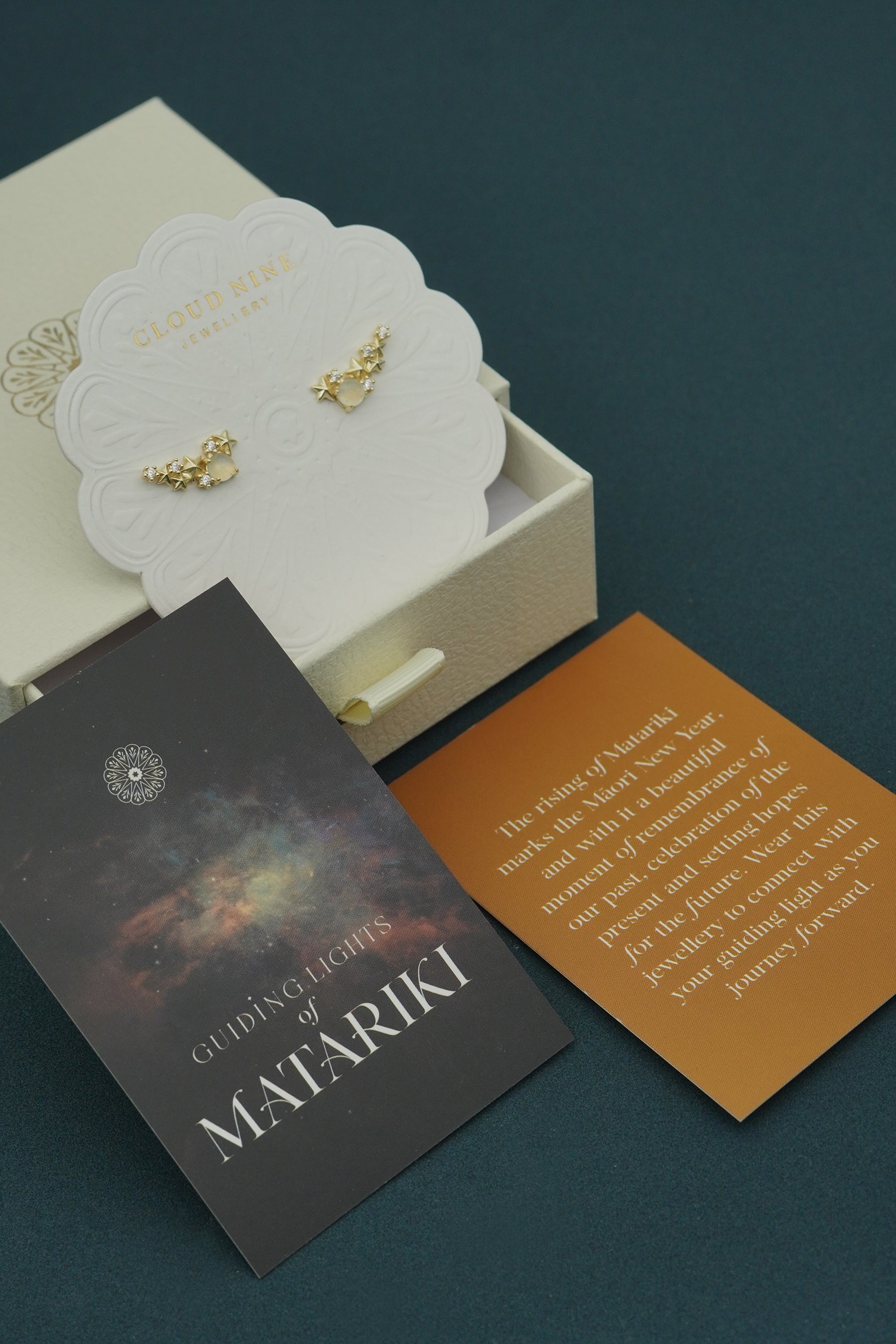 Guiding Lights of Matariki Climber Earrings - Gold