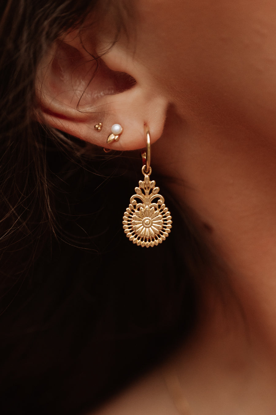 Gold Tiny Trio Studs