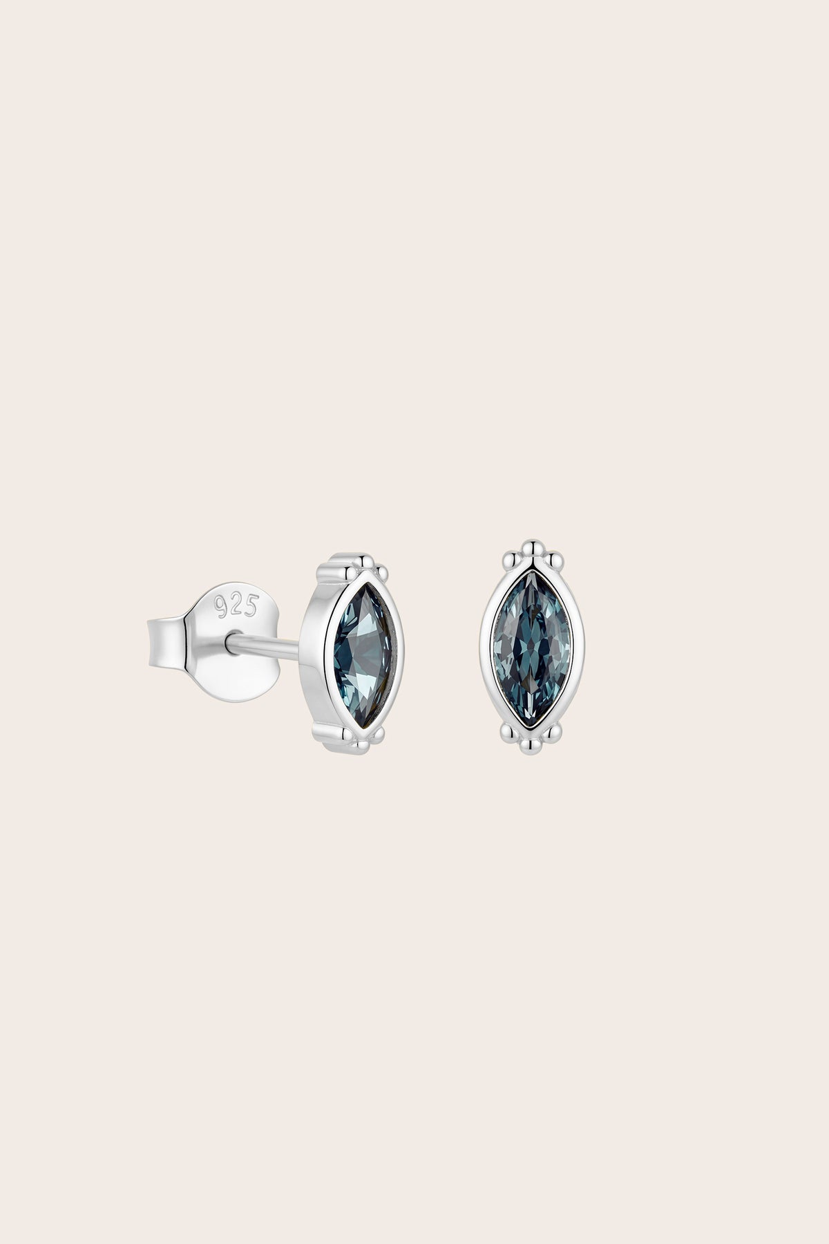 Silver Into The Blue Studs
