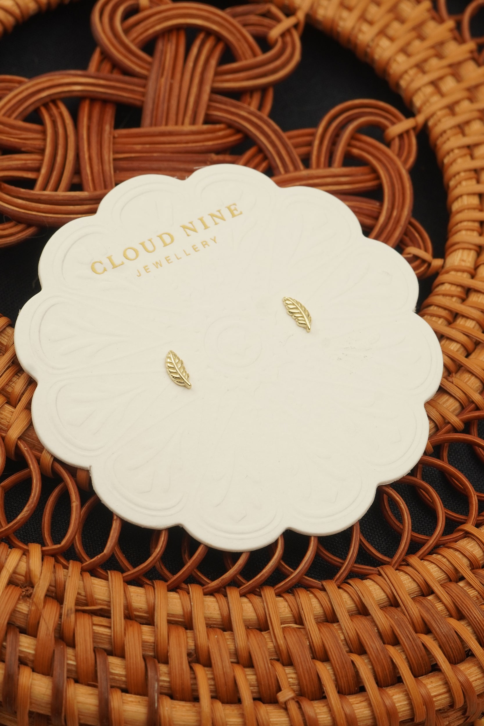 Trust The Path Feather Studs- Gold