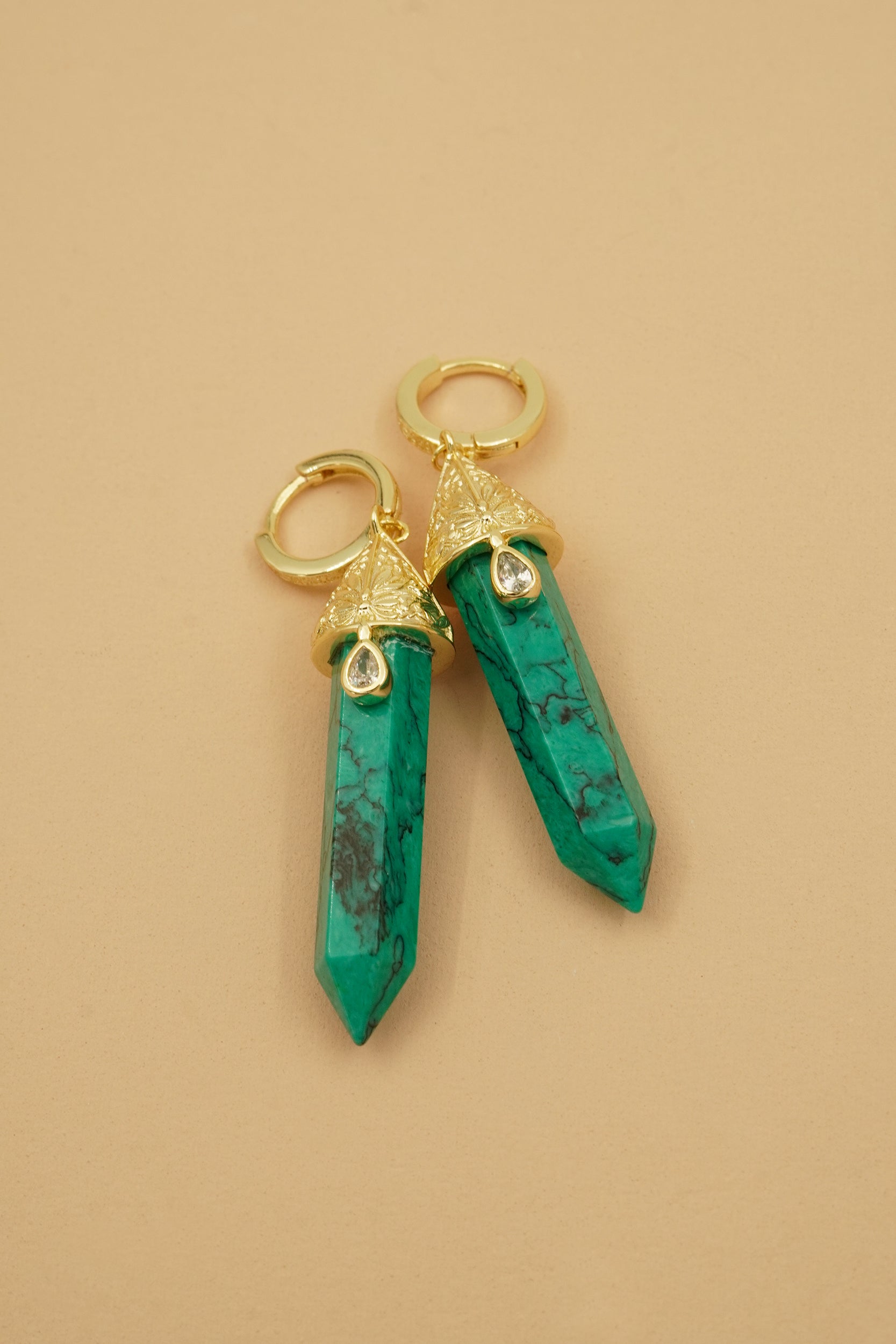 Turquoise Wanderer Earrings - Gold