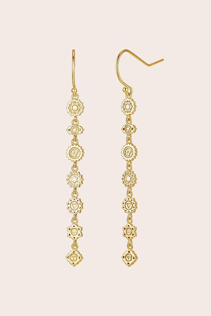 Seven Chakras Earrings Gold