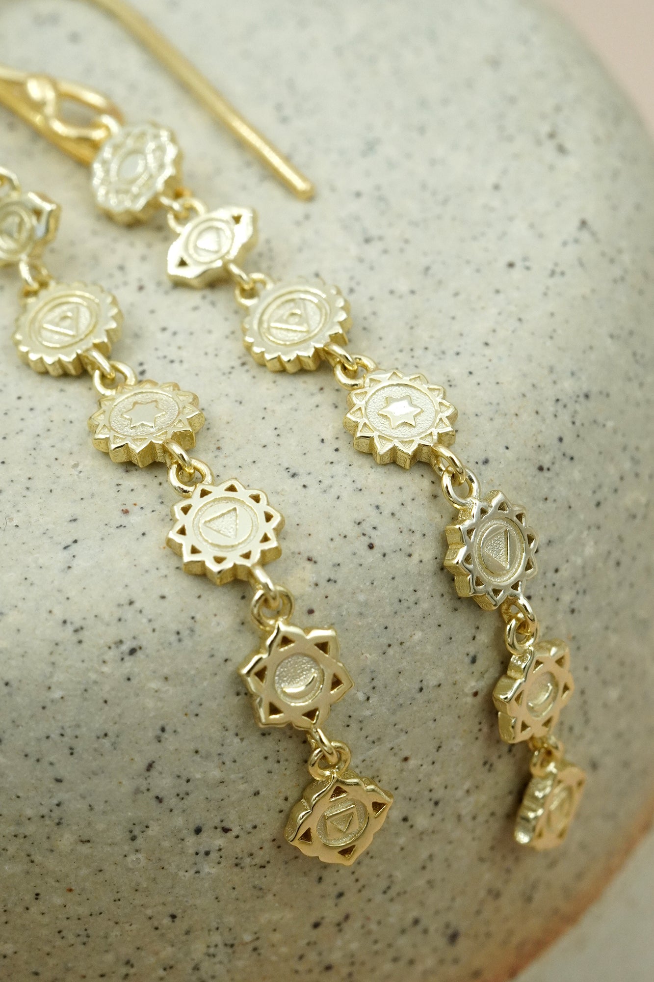 Seven Chakras Earrings Gold