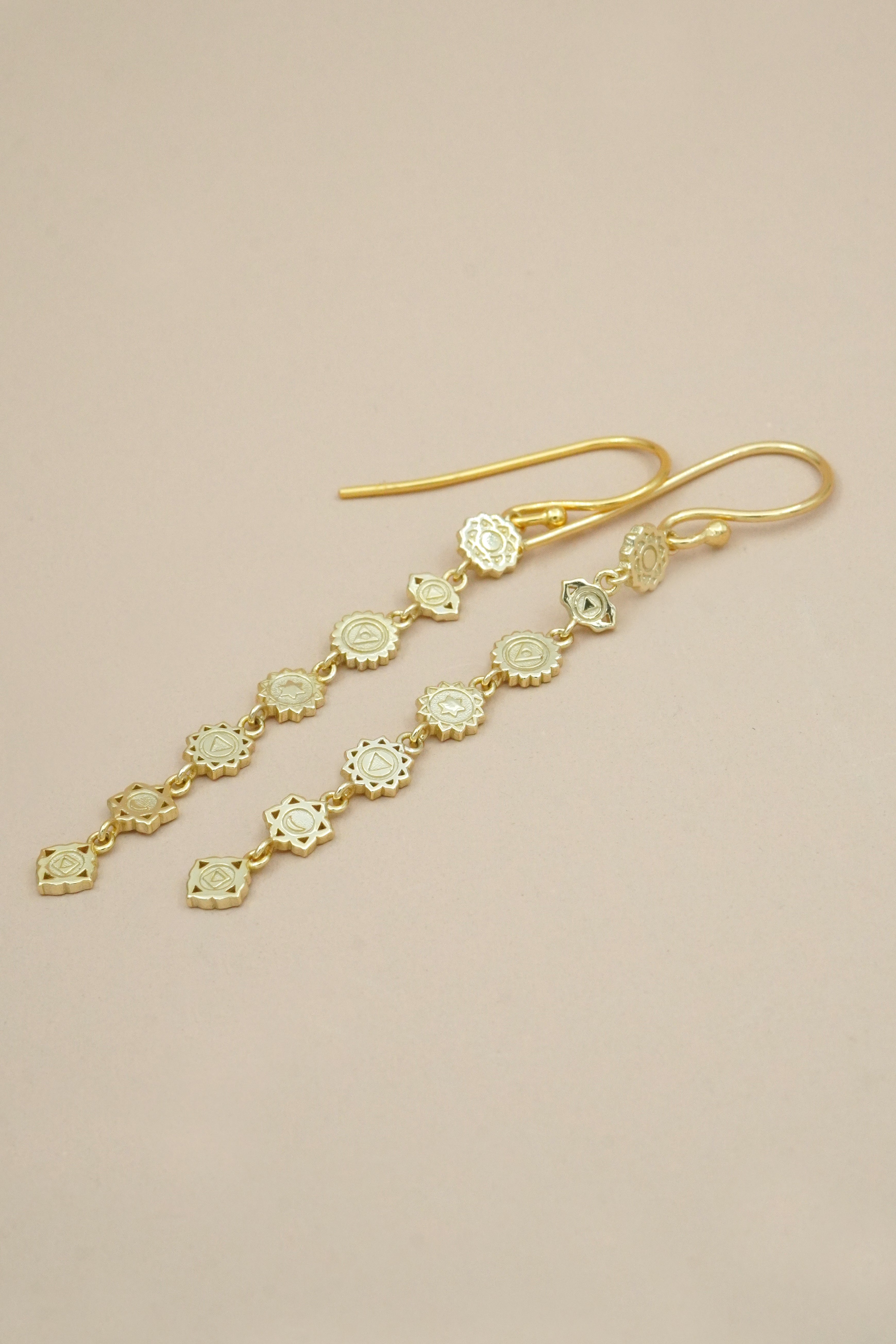 Seven Chakras Earrings Gold