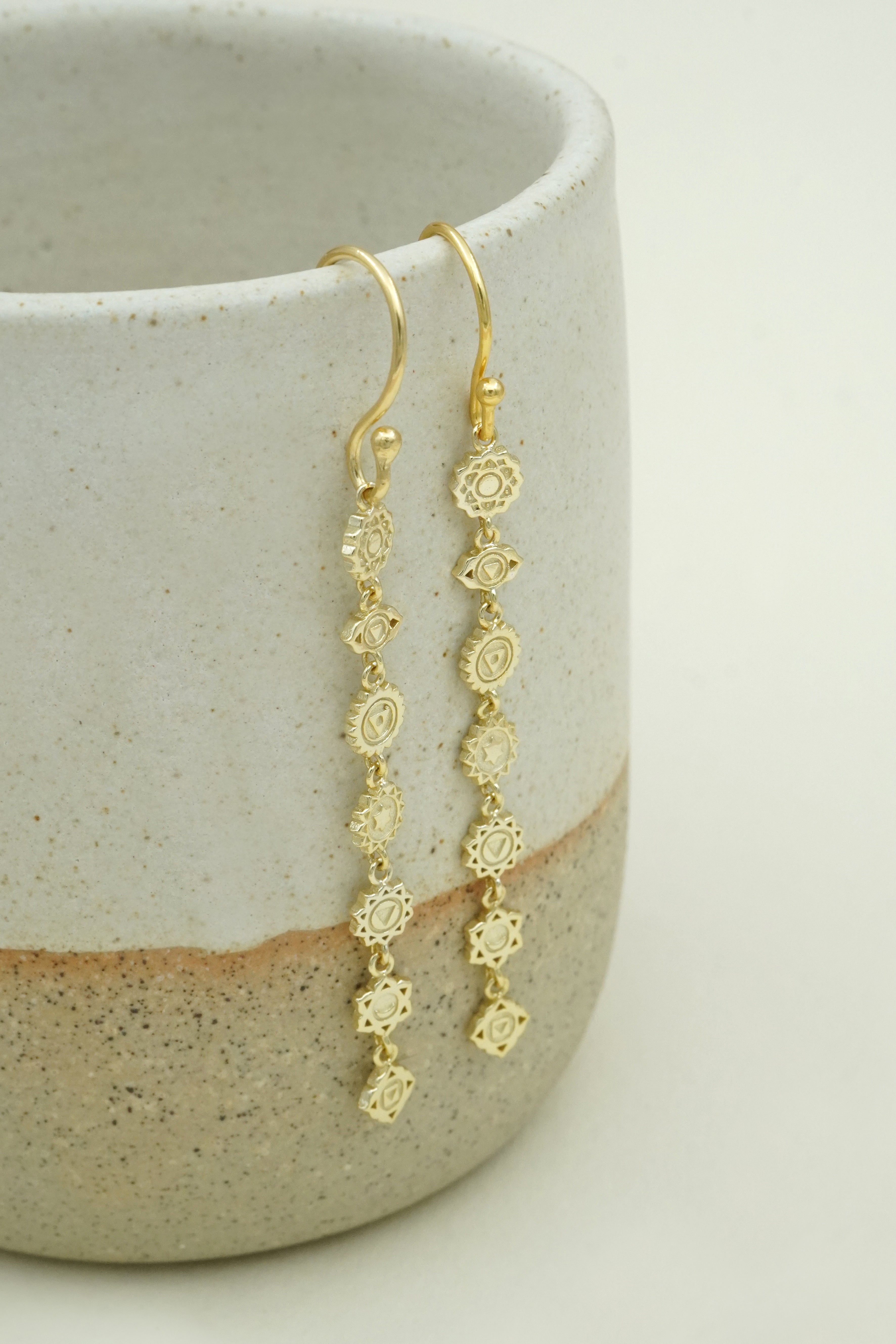 Seven Chakras Earrings Gold