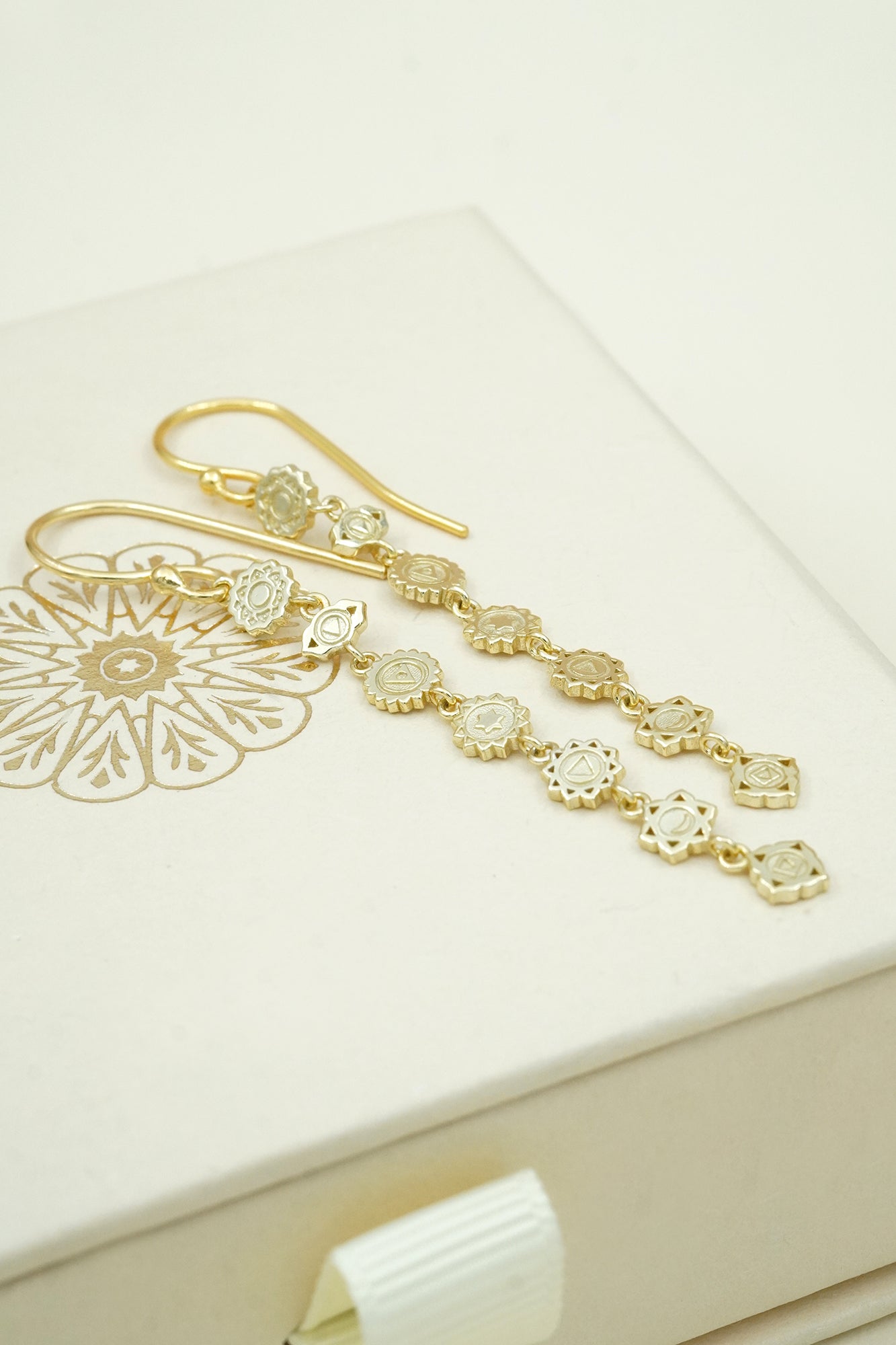 Seven Chakras Earrings Gold