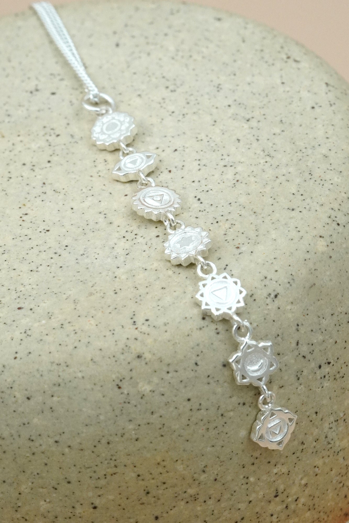 Seven Chakras Necklace Silver