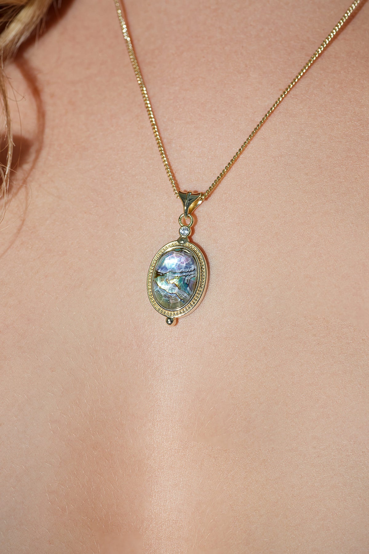 Gold Hidden Light Pāua Necklace