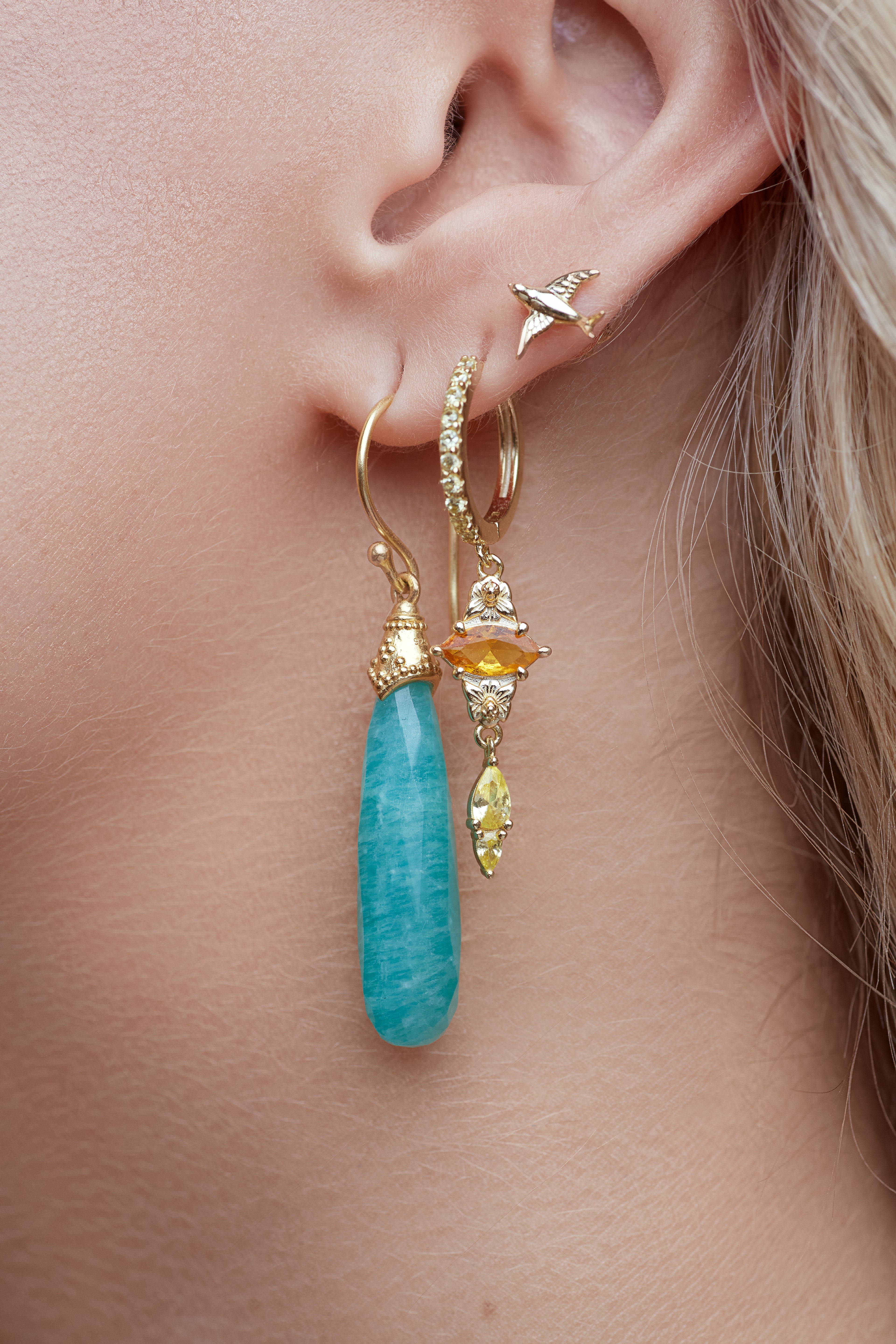 Amazonite Balance Earrings - Gold