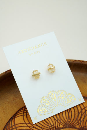 yellow citrine abundance crystal studs in gold
