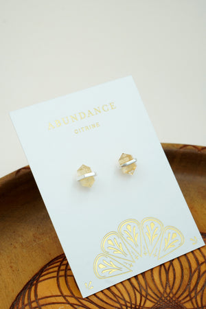 yellow citrine abundance crystal studs in silver