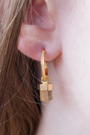 yellow citrine abundance crystal hoop earrings in gold