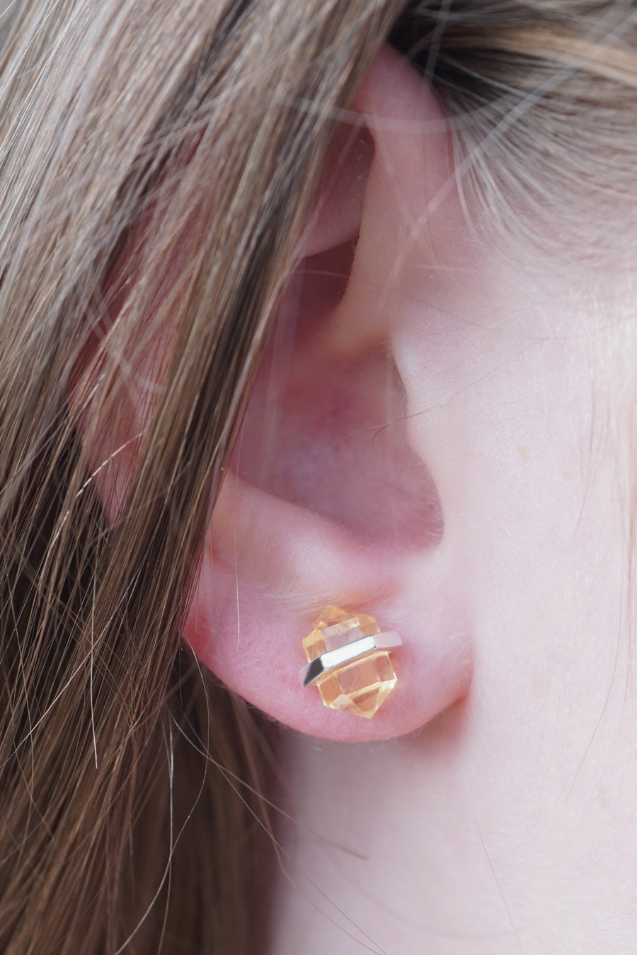 yellow citrine abundance crystal studs in silver