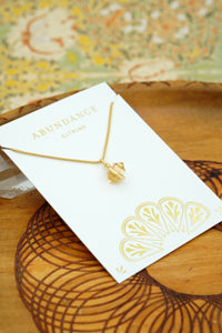 yellow citrine abundance crystal necklace in gold