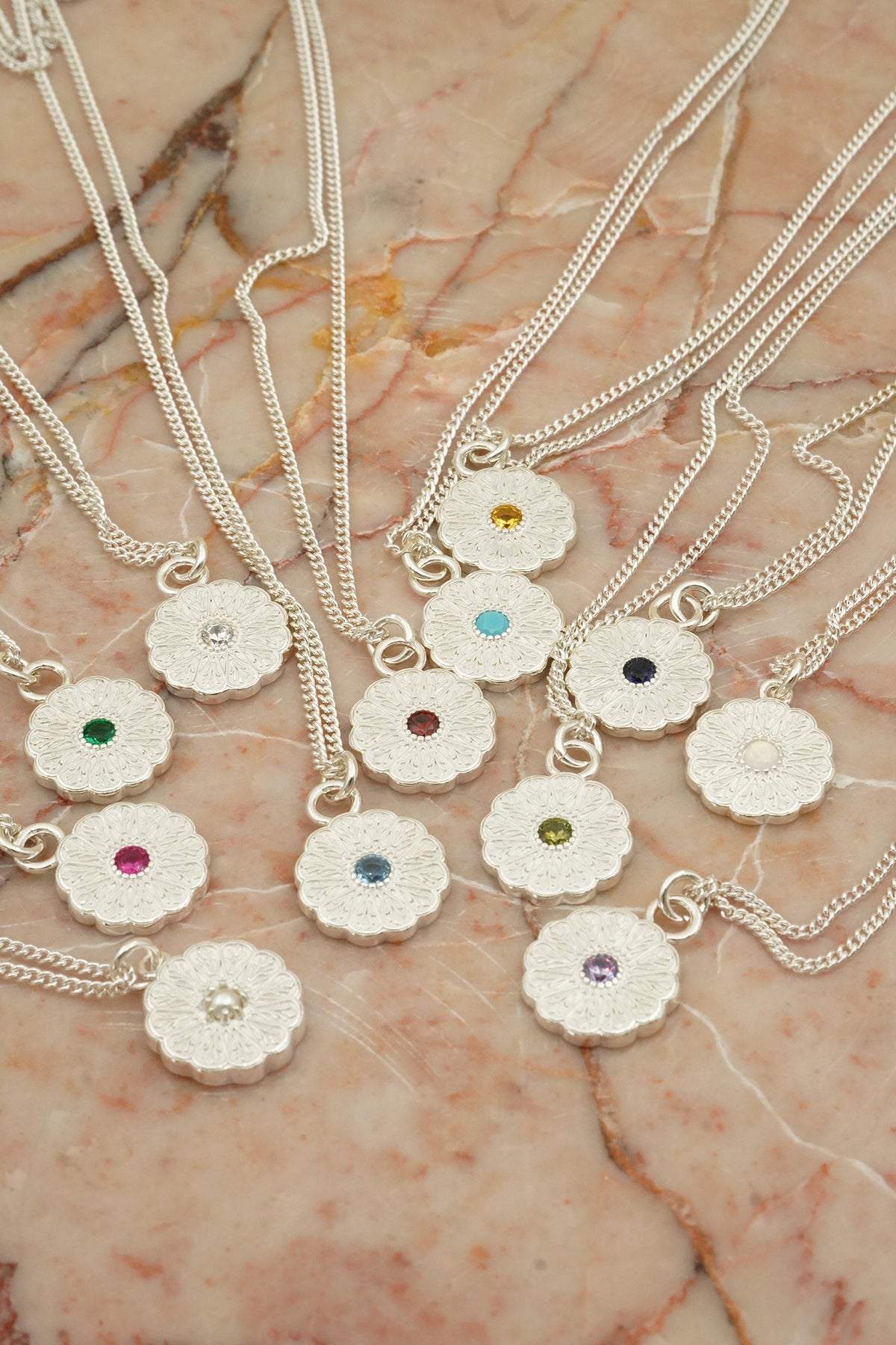 Silver Birthstone Necklace - August/Peridot