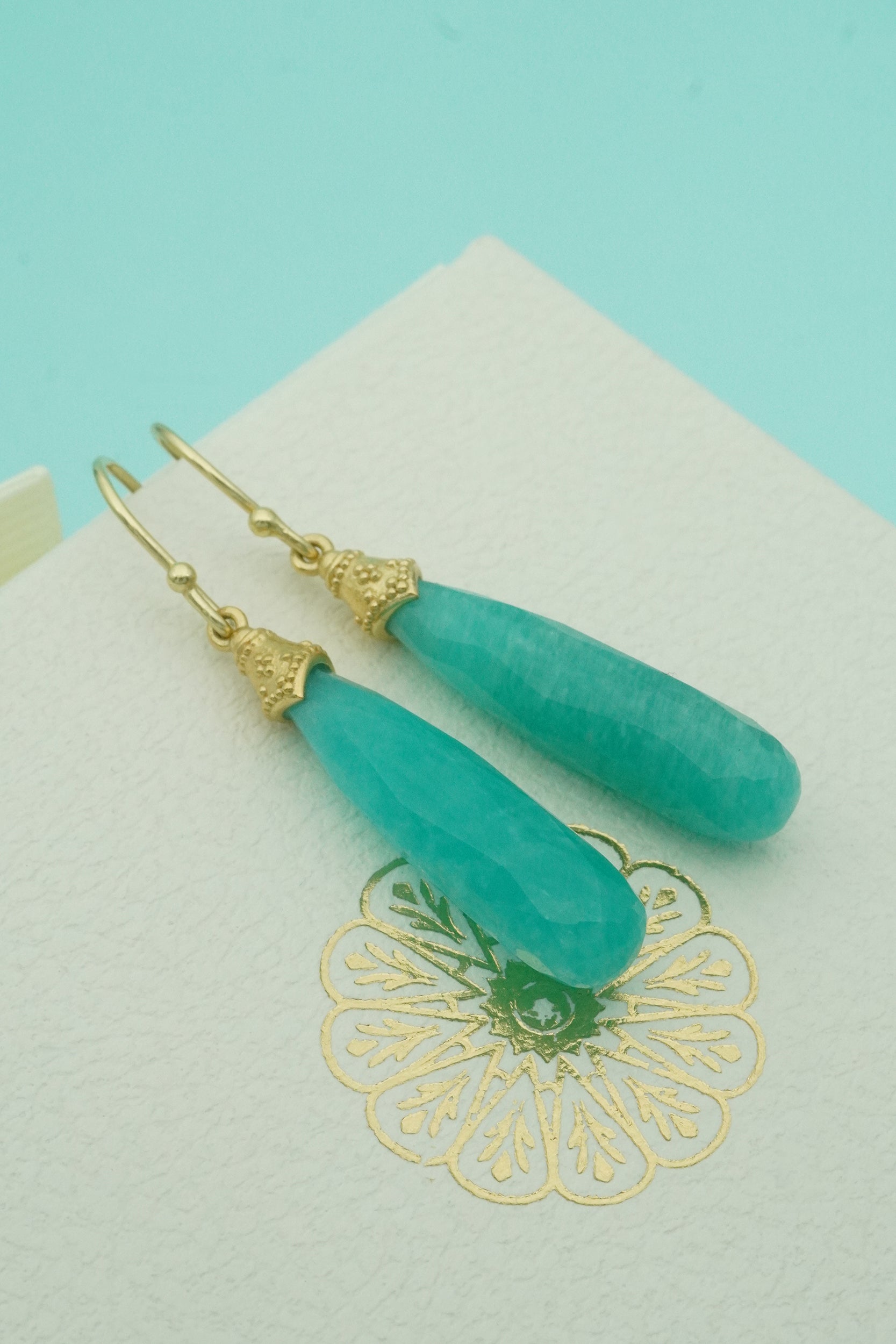 Amazonite Balance Earrings - Gold
