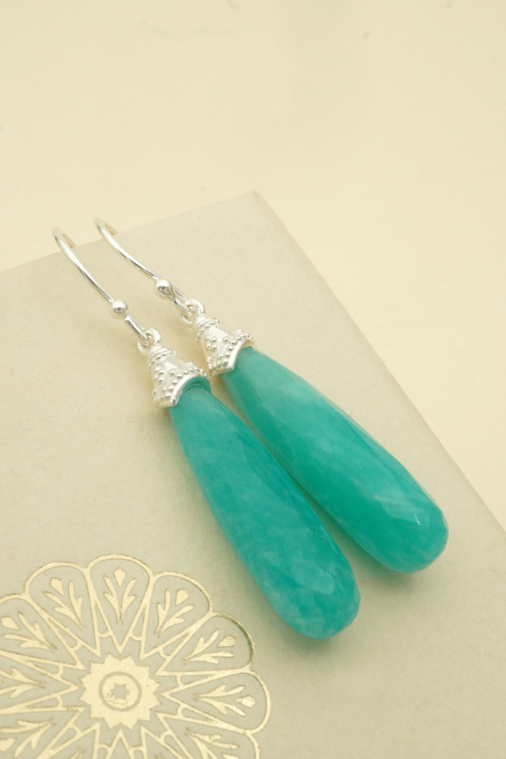 Amazonite Balance Earrings - Silver