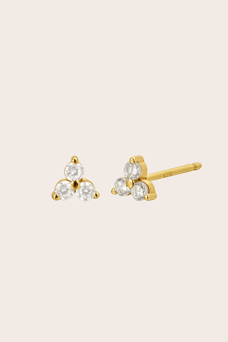 Gold Birthstone Studs - April/Crystal