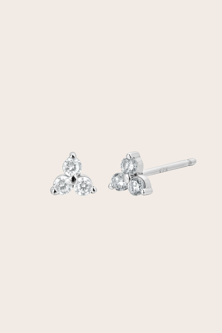 Silver Birthstone Studs - April/Crystal