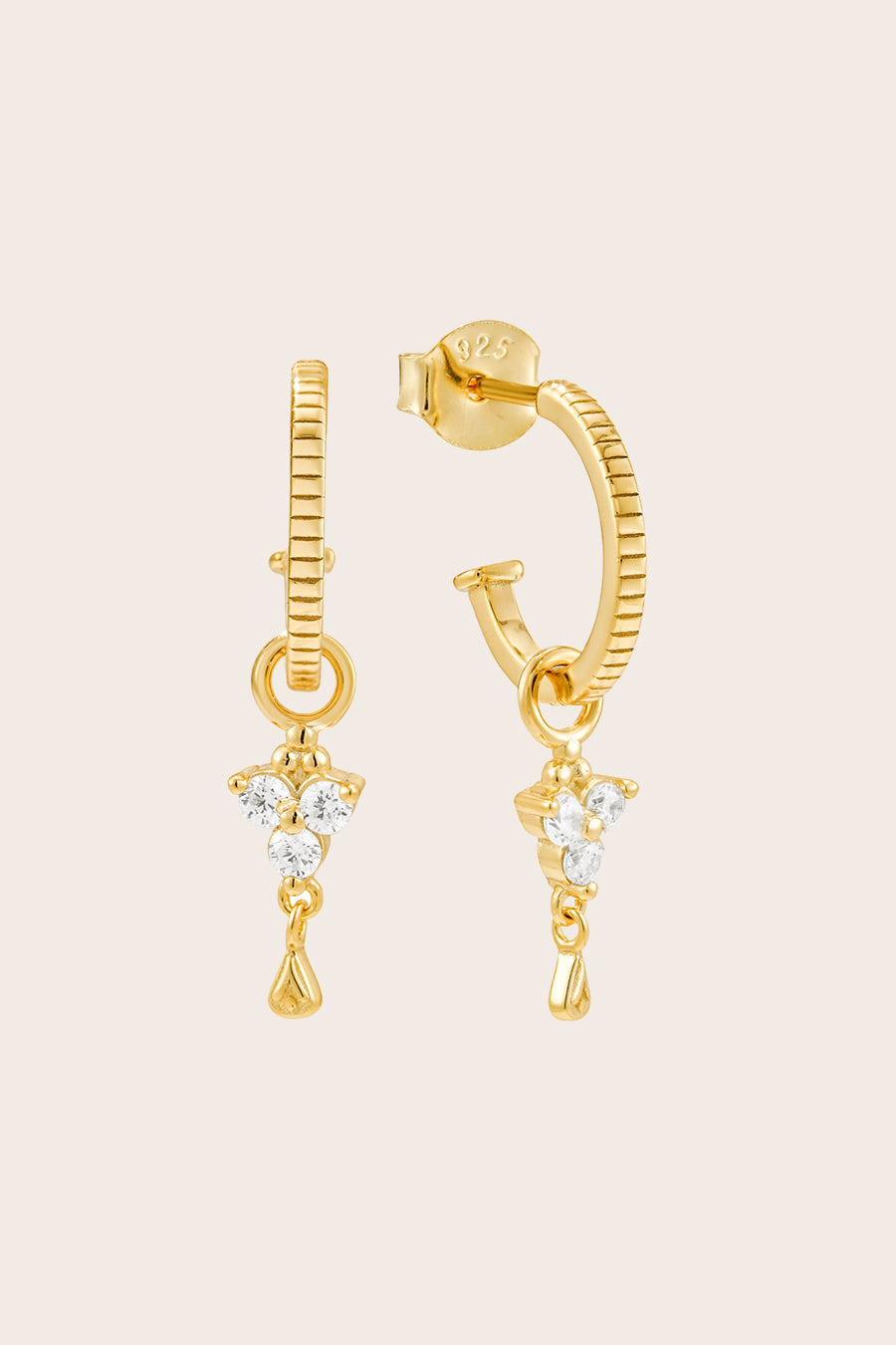 Gold Birthstone Hoops - April/Crystal