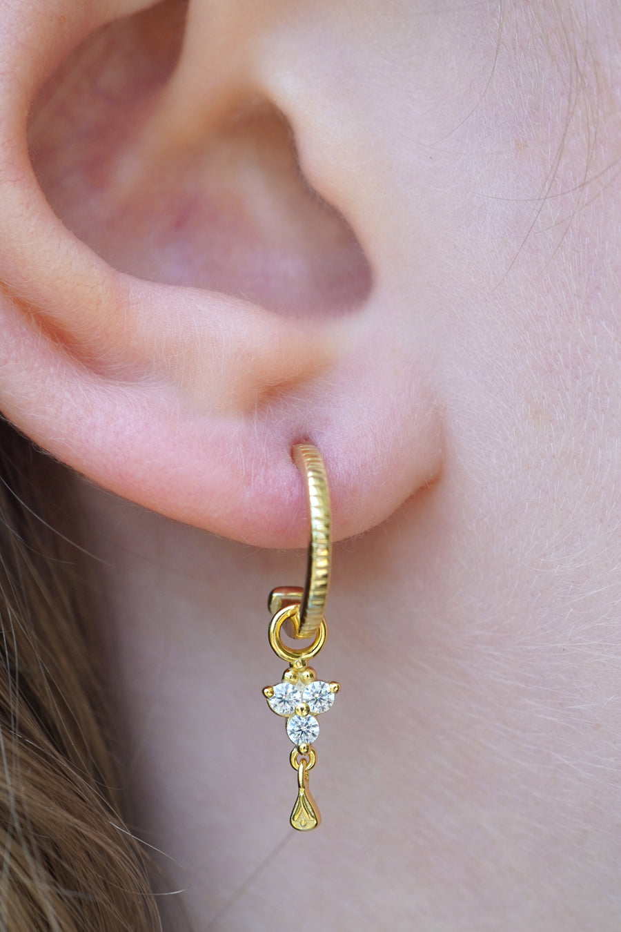 Gold Birthstone Hoops - April/Crystal