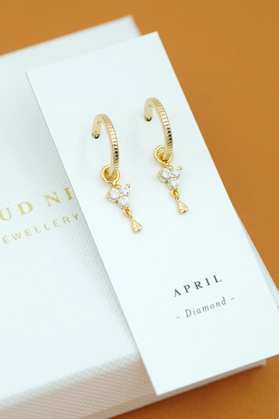 Gold Birthstone Hoops - April/Crystal