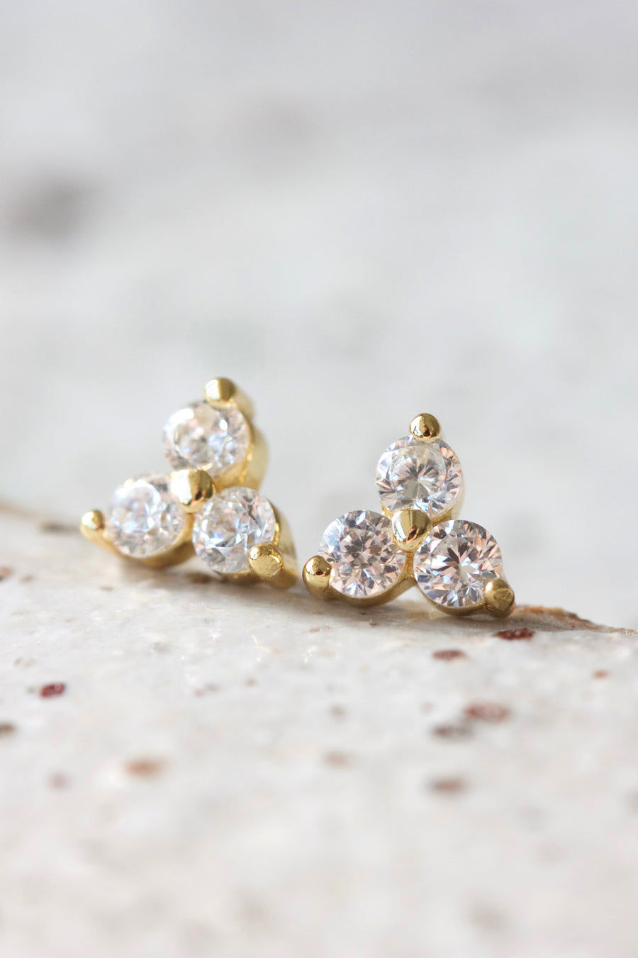 Gold Birthstone Studs - April/Crystal