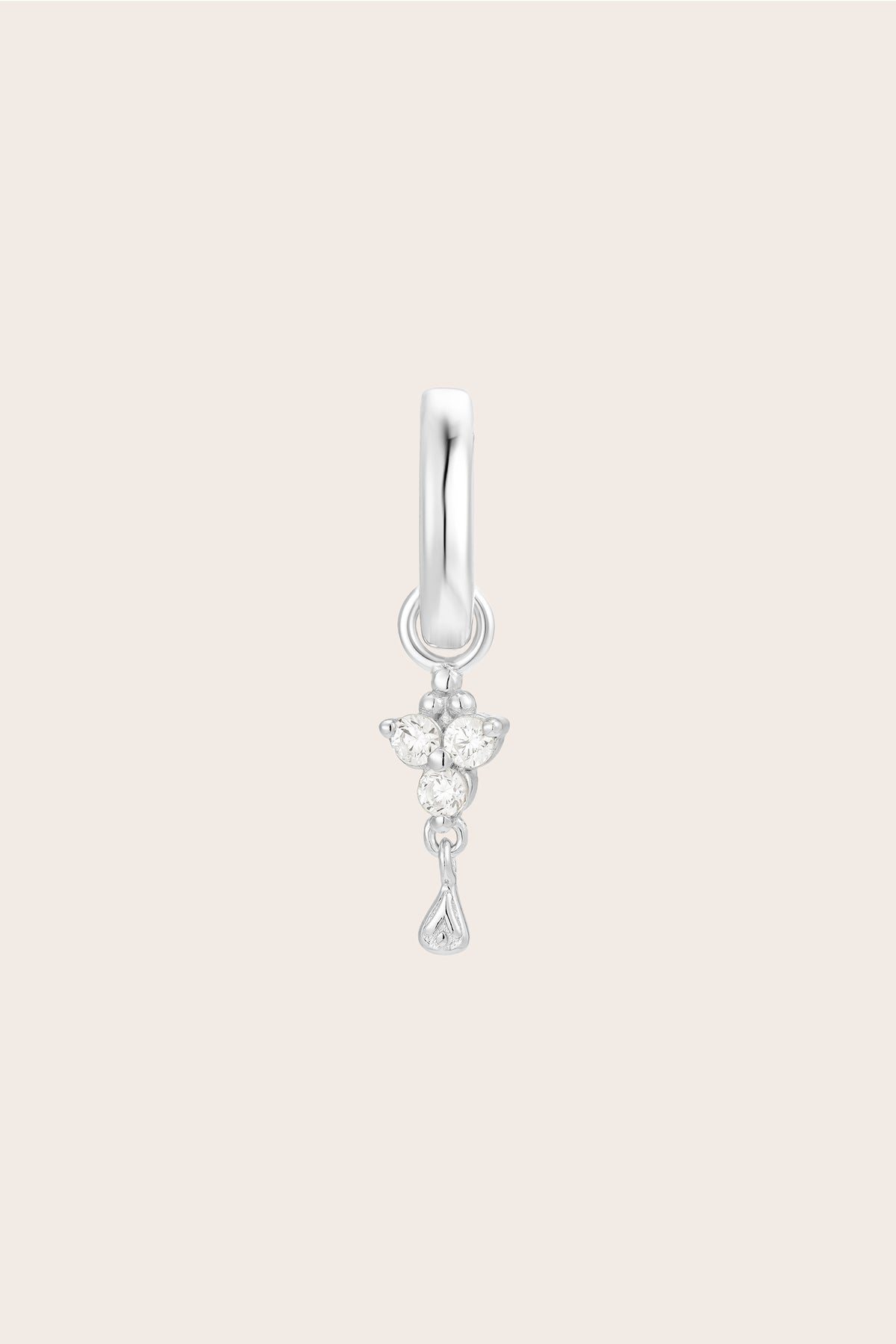 Silver Birthstone Charm - April/Crystal