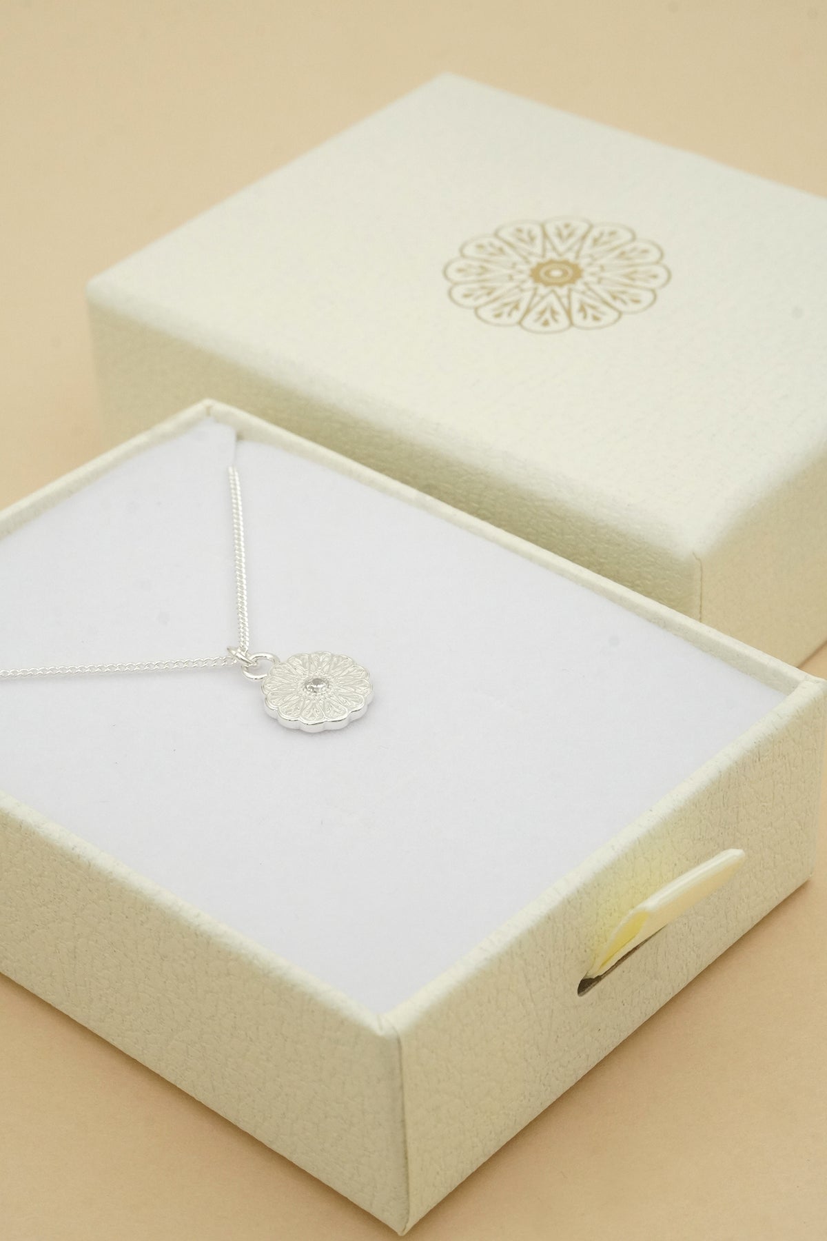 Silver Birthstone Necklace - April/Diamond