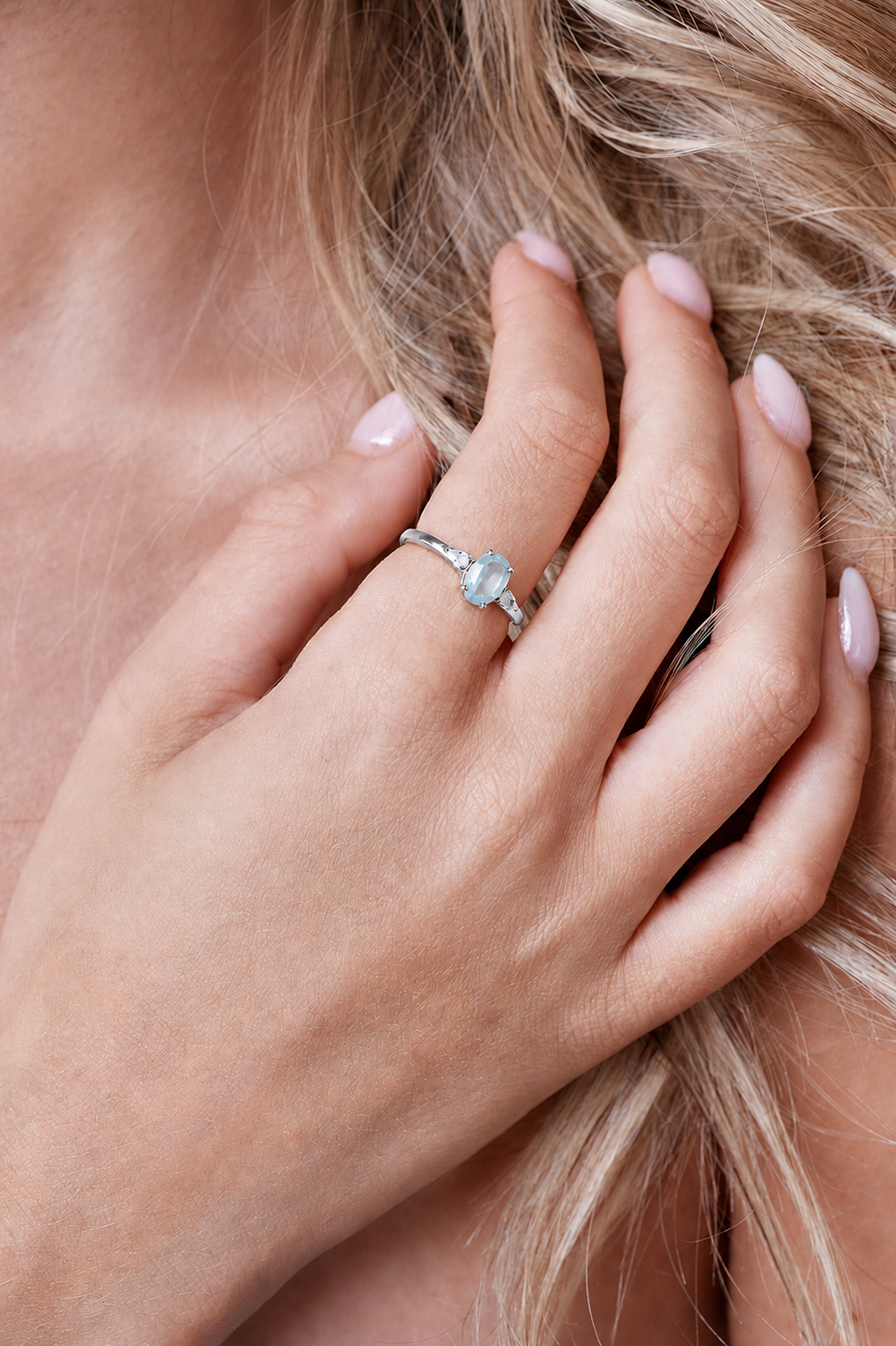 March Birthstone Ring - Silver